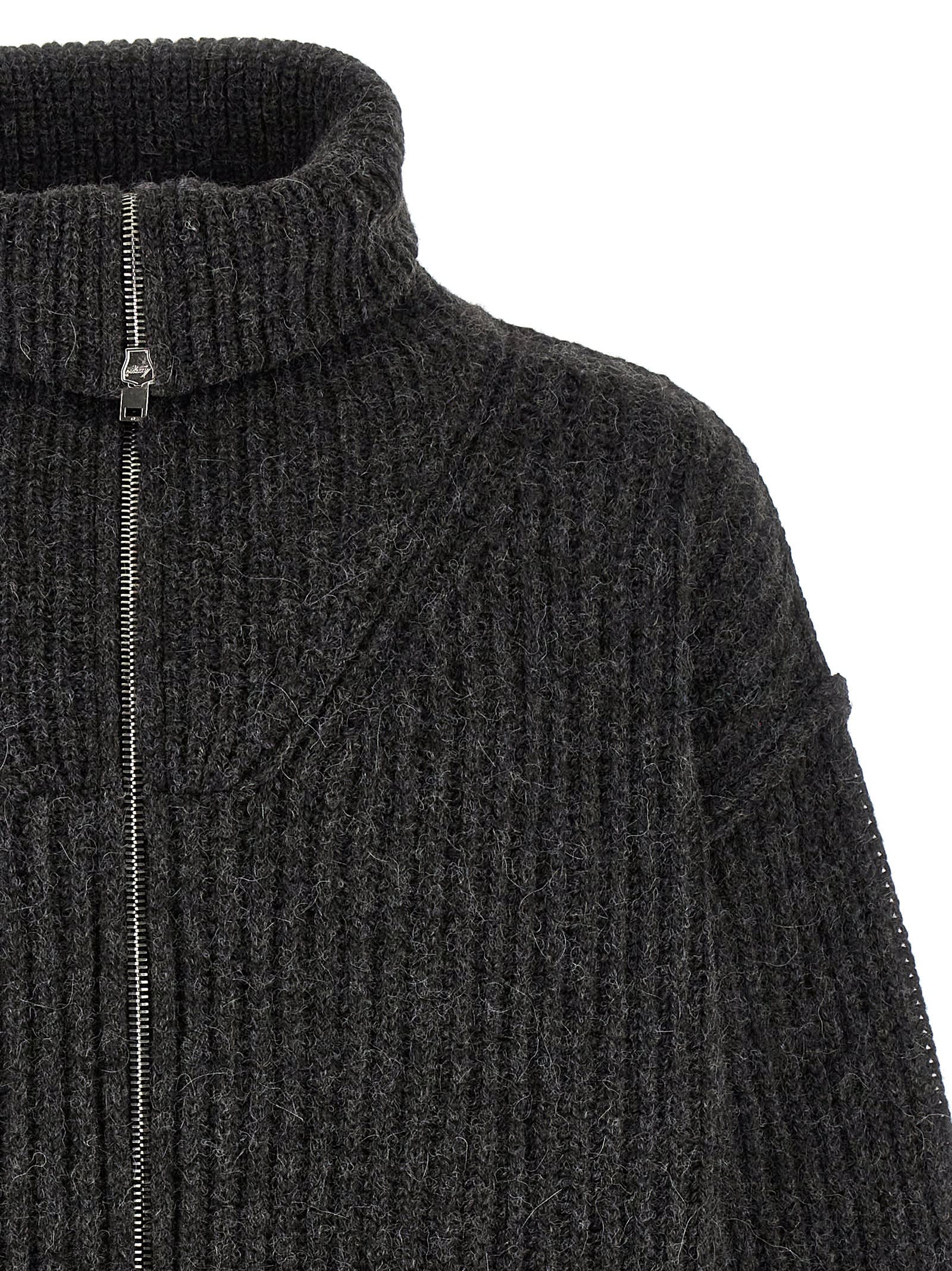 Shop Lemaire Ribbed Cardigan In Gray