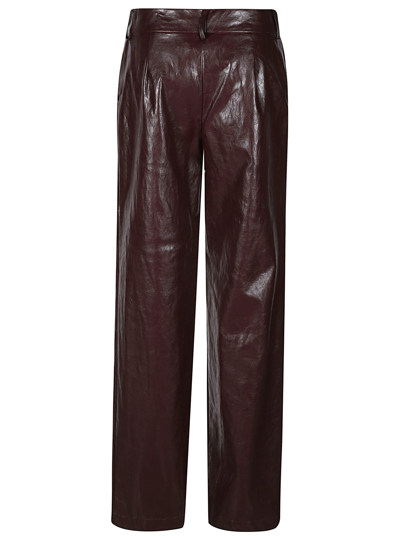 Shop Federica Tosi Leather Trousers In Burgundy