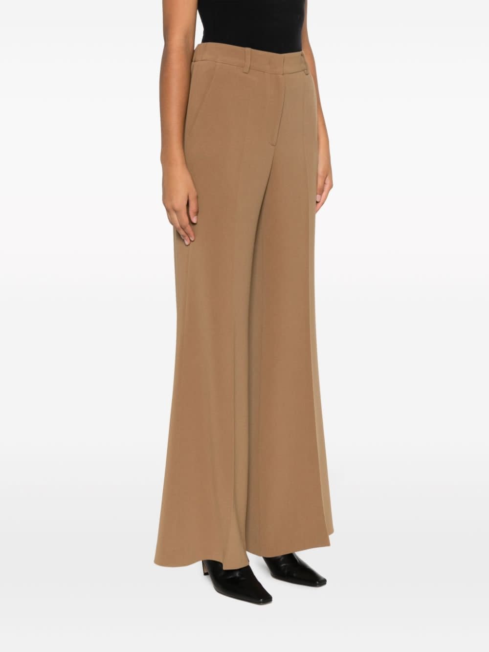 Alberto Biani Wide Leg Cady Trousers In Brown