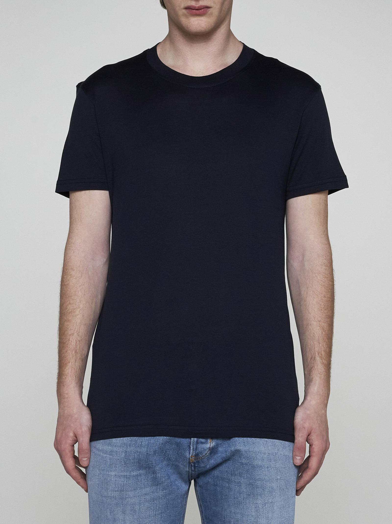 Shop Pt Torino Silk And Cotton T-shirt In Blue