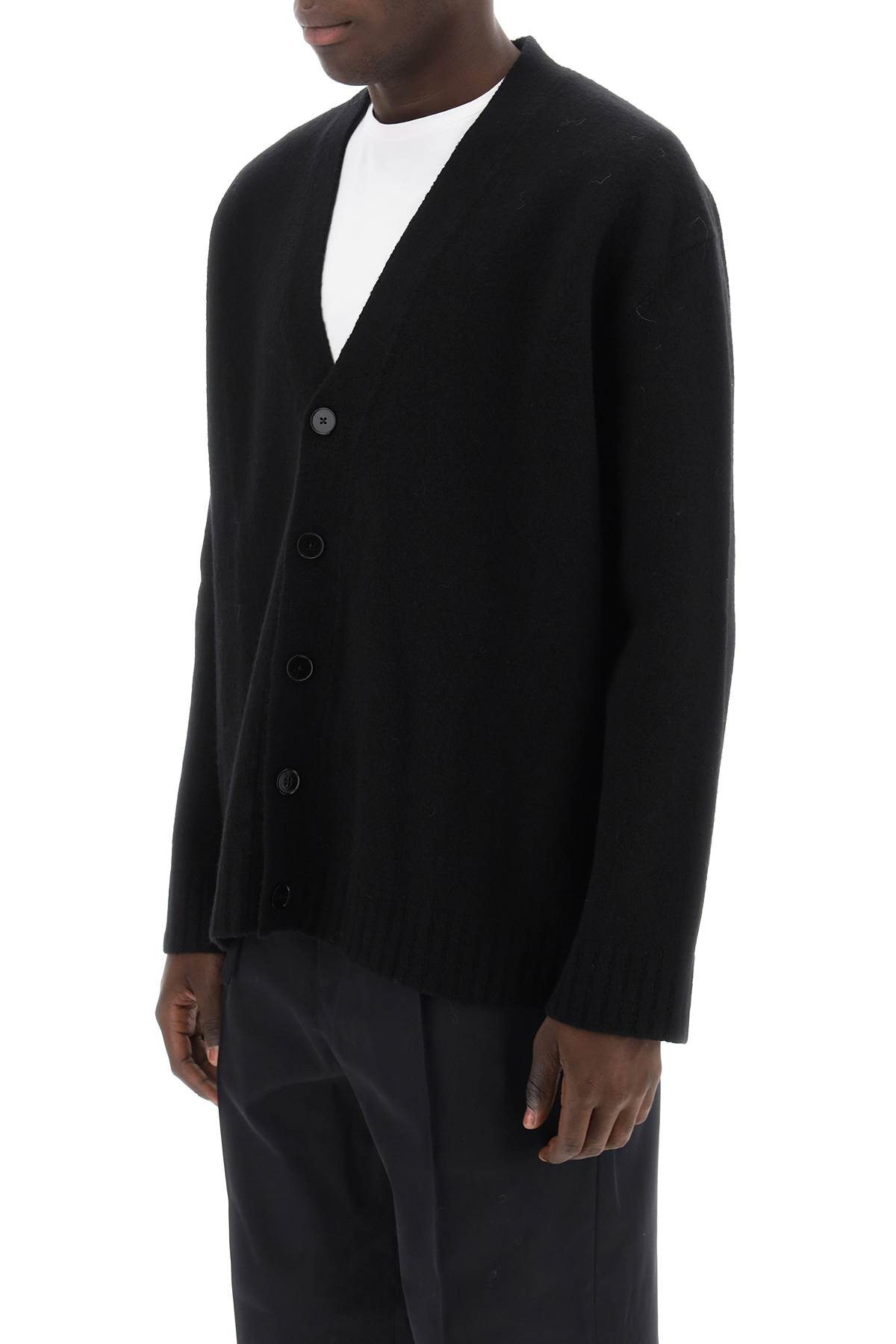 Shop Jil Sander Boiled Wool Cardigan