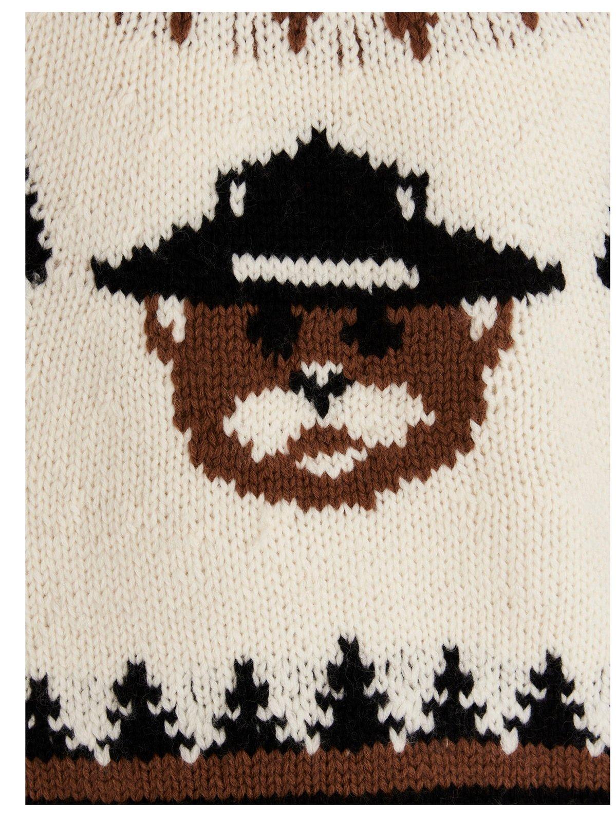 Shop Dsquared2 Teddy Bear Intarsia Knitted Jumper In White