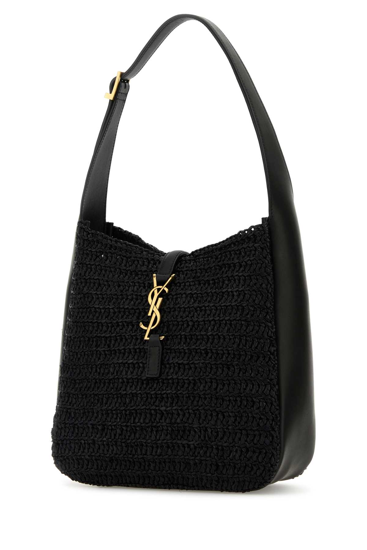 Saint Laurent Small Woven Shoulder Bag With Adjustable Strap In Black