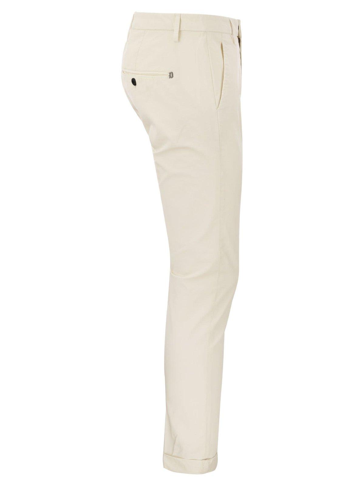 Shop Dondup Mid-rise Straight Leg Trousers In Panna