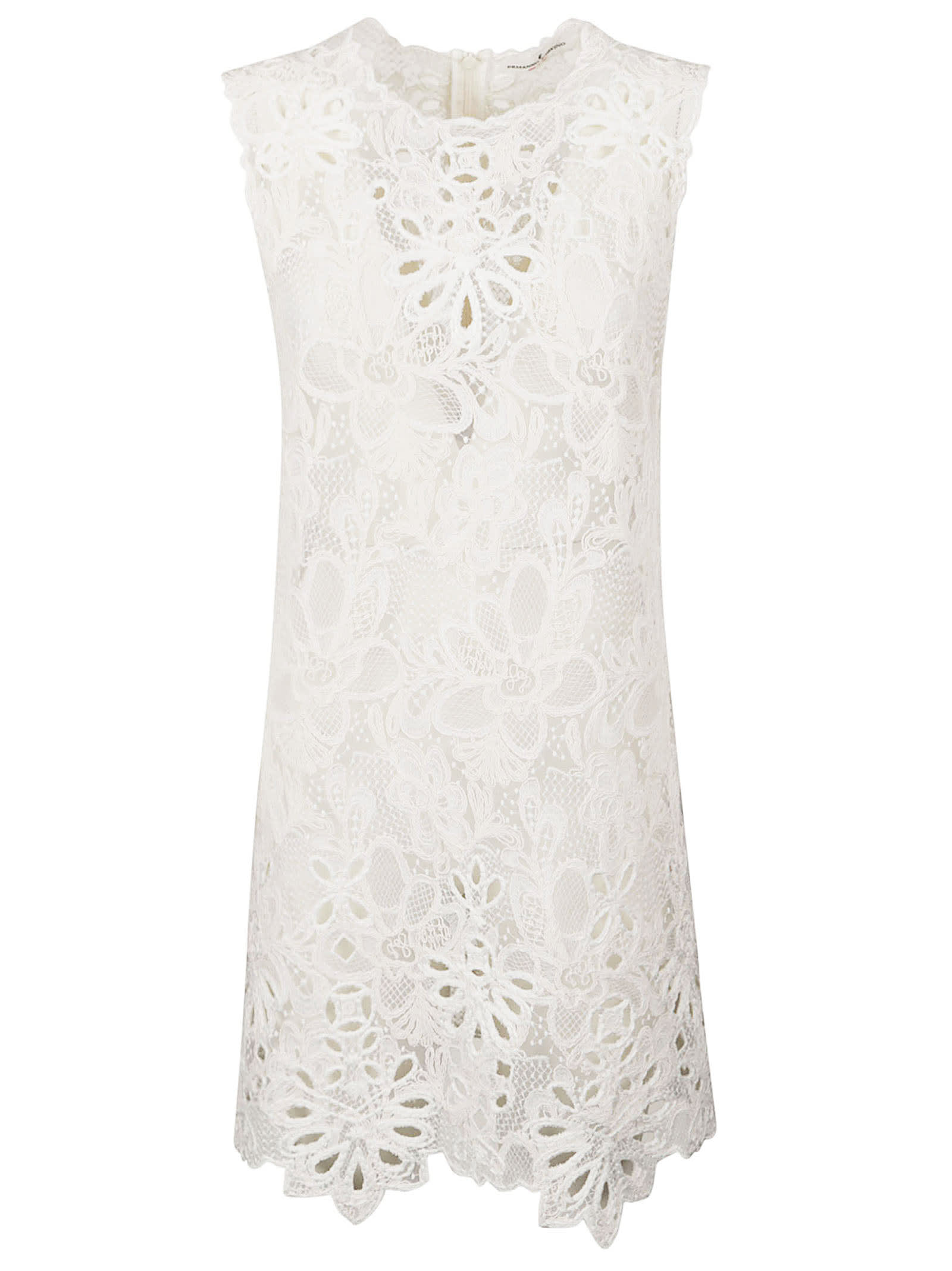 Shop Ermanno Scervino Floral Laced Dress In White