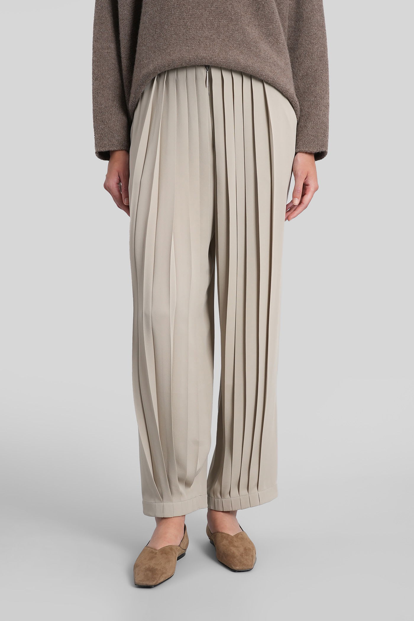 Giorgio Armani Pants In Beige Silk In Gray