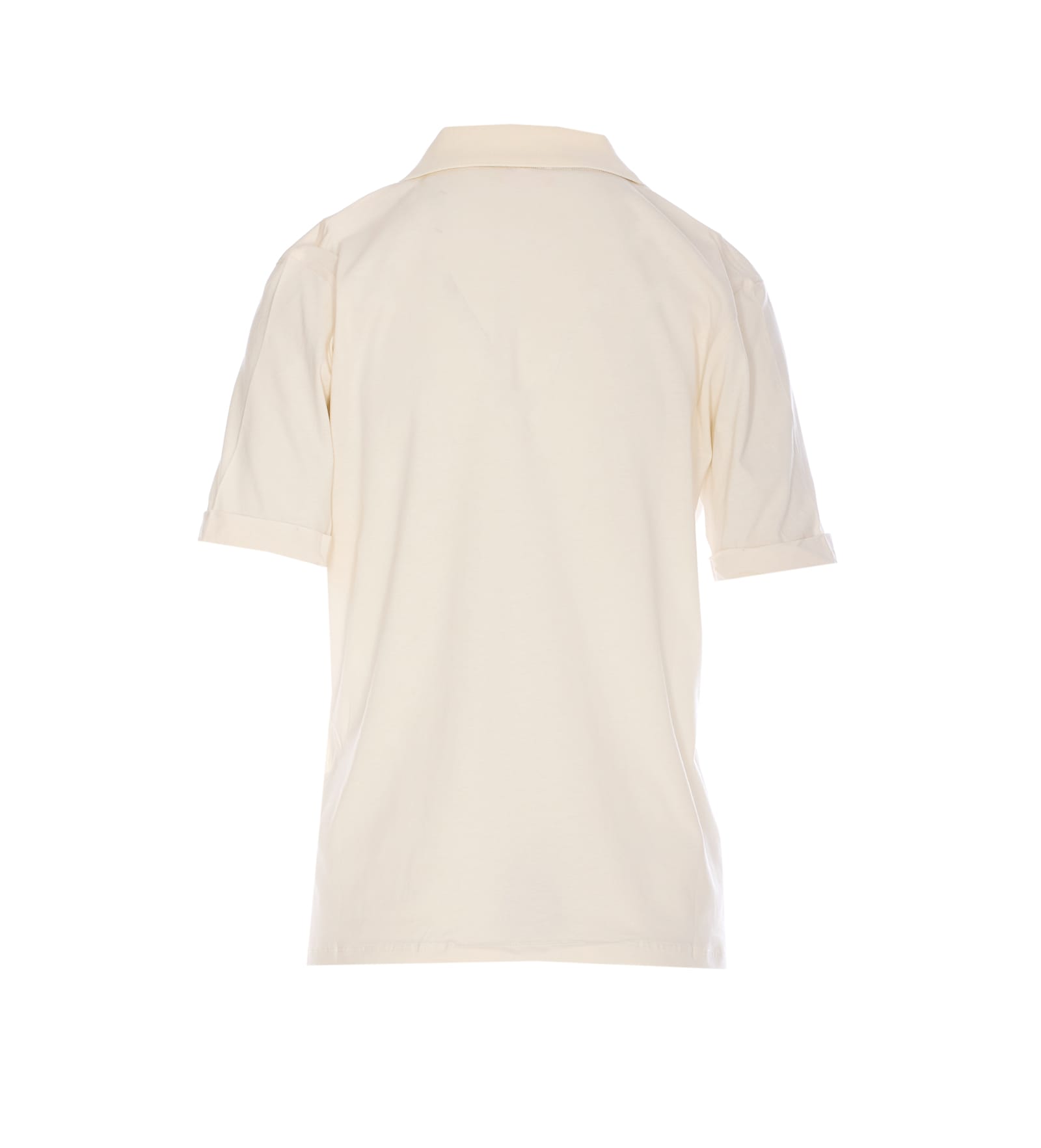 Liu •jo Embellished V-neck Studs Detail Short Sleeve Top In White