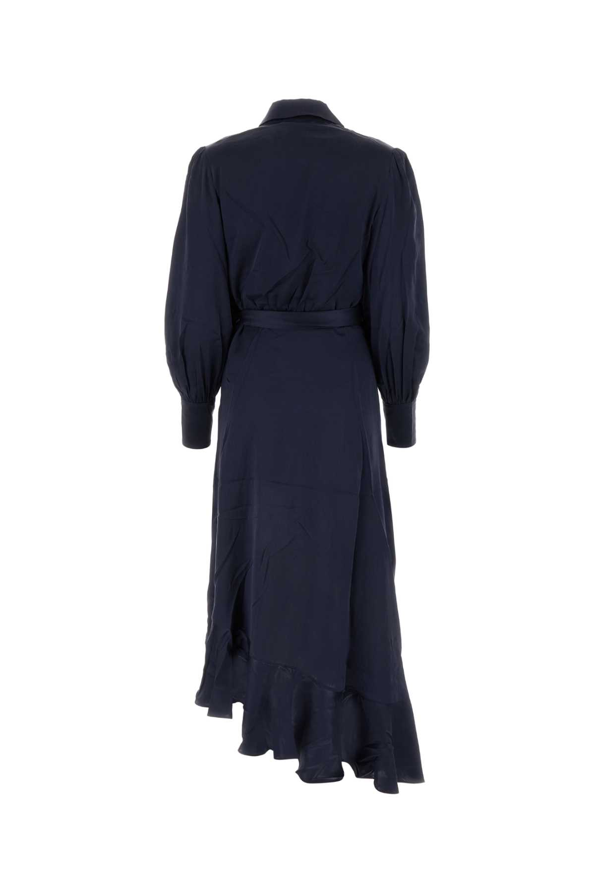 Shop Zimmermann Navy Blue Silk Dress