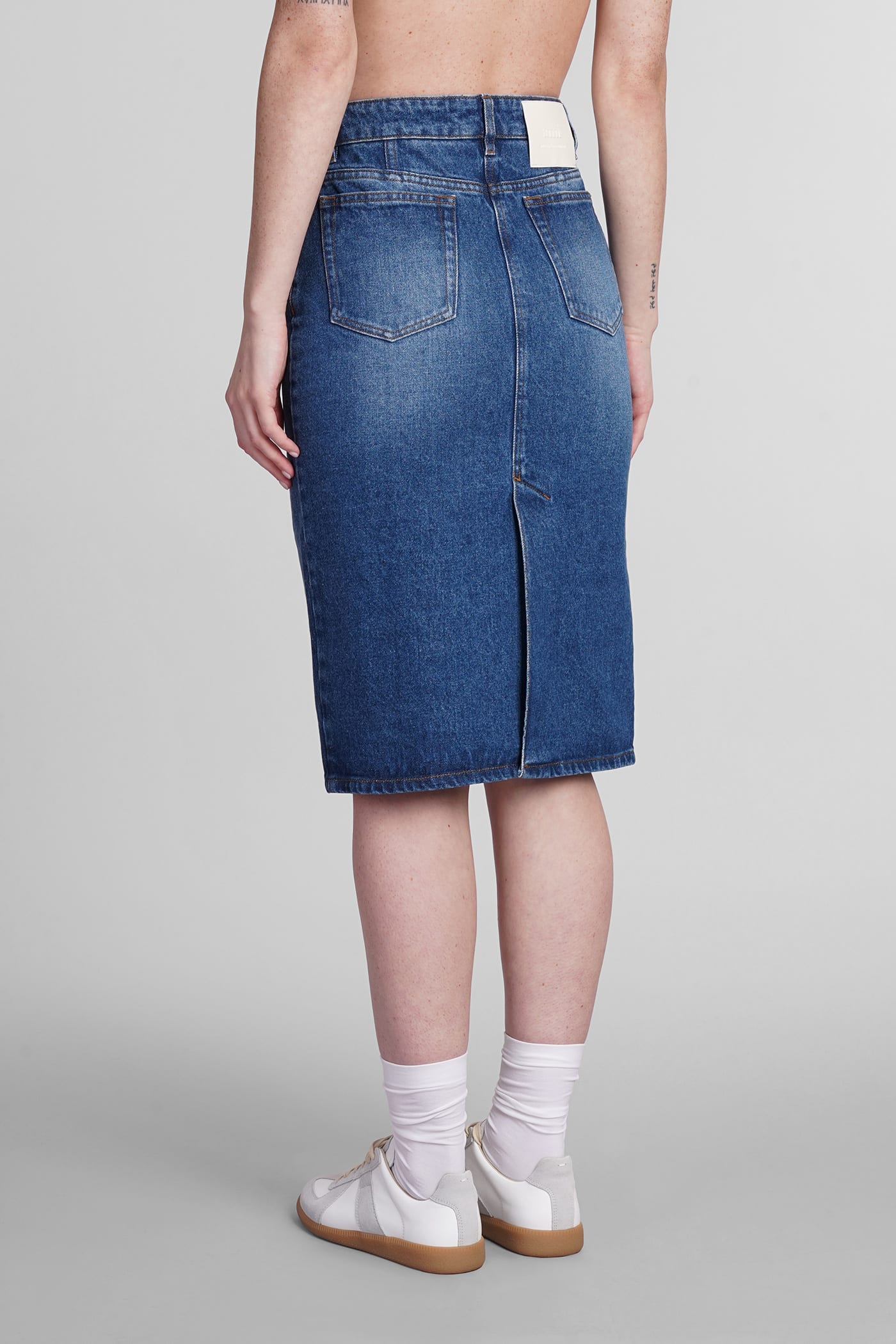 Shop Ami Alexandre Mattiussi Skirt In Blue Cotton