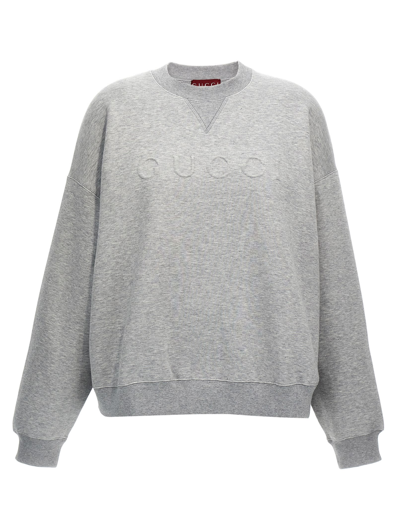 Gucci Embossed Logo Sweatshirt In Gray