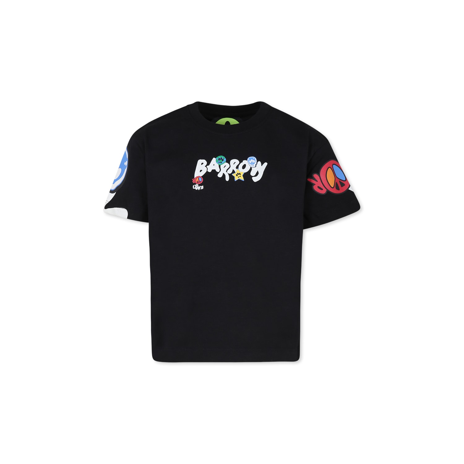 BARROW BLACK T-SHIRT FOR KIDS WITH SMILEY 