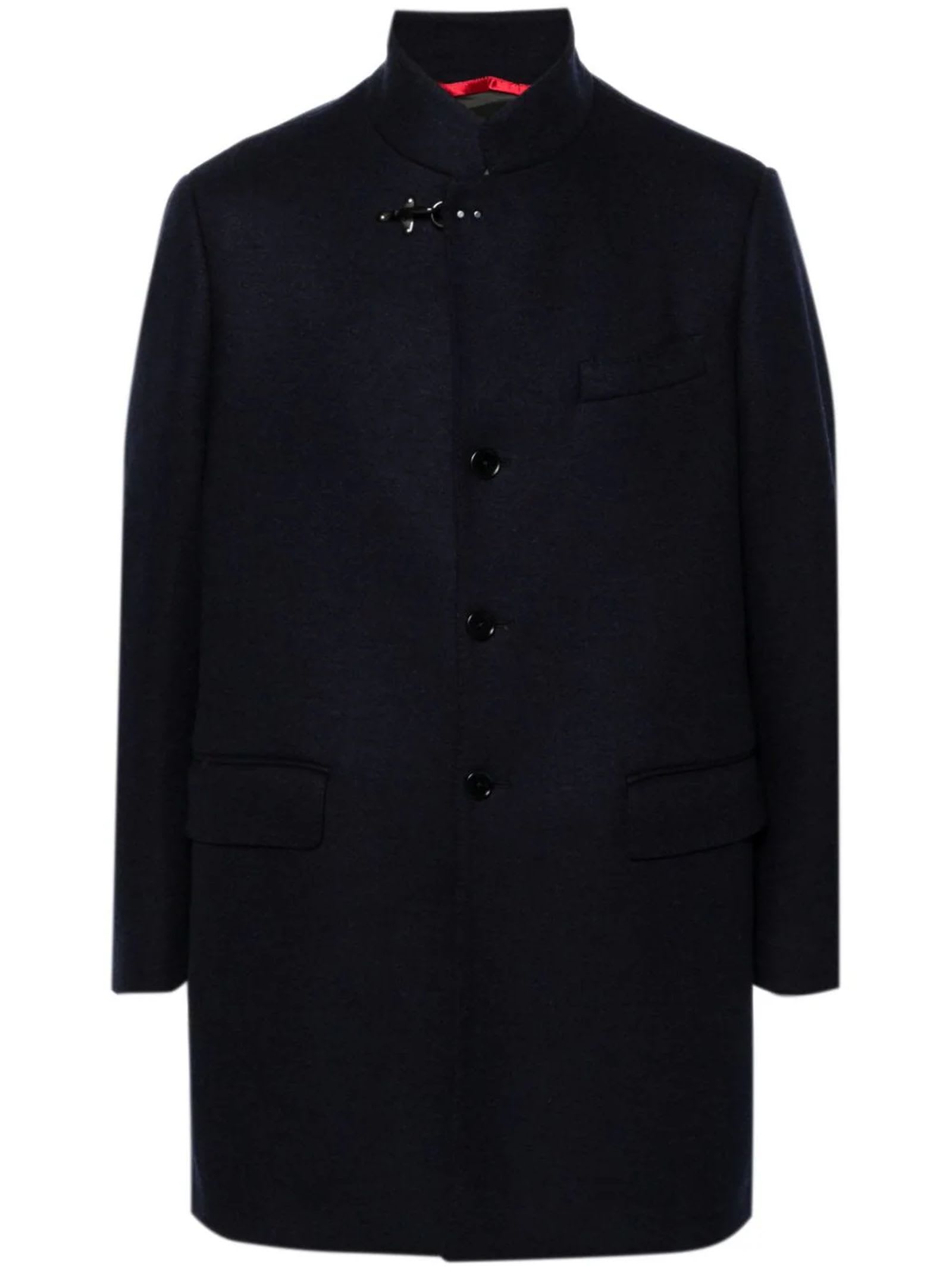 Shop Fay Midnight Blue Wool Blend Coat