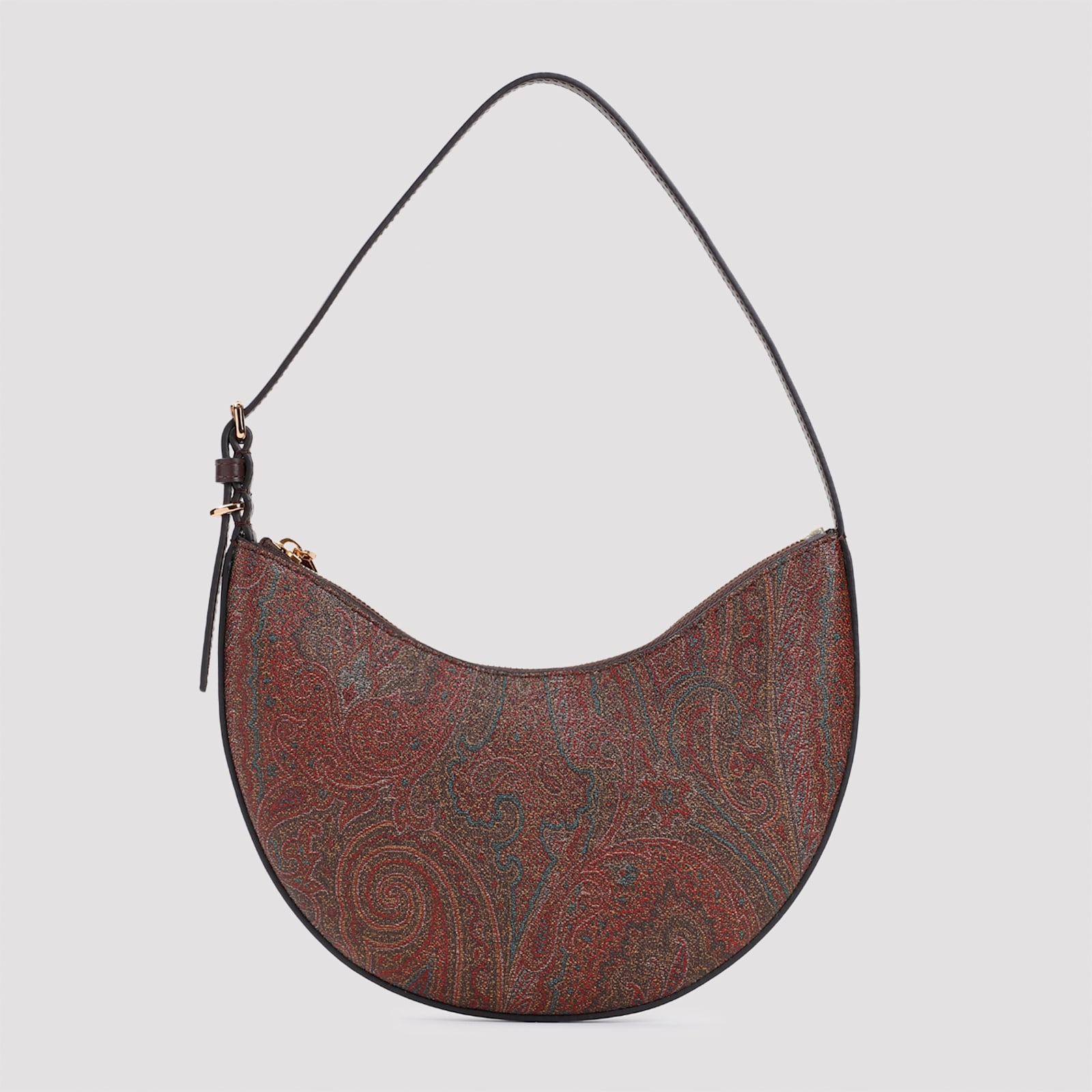 Etro Medium Paisley Leather Shoulder Bag In Brown