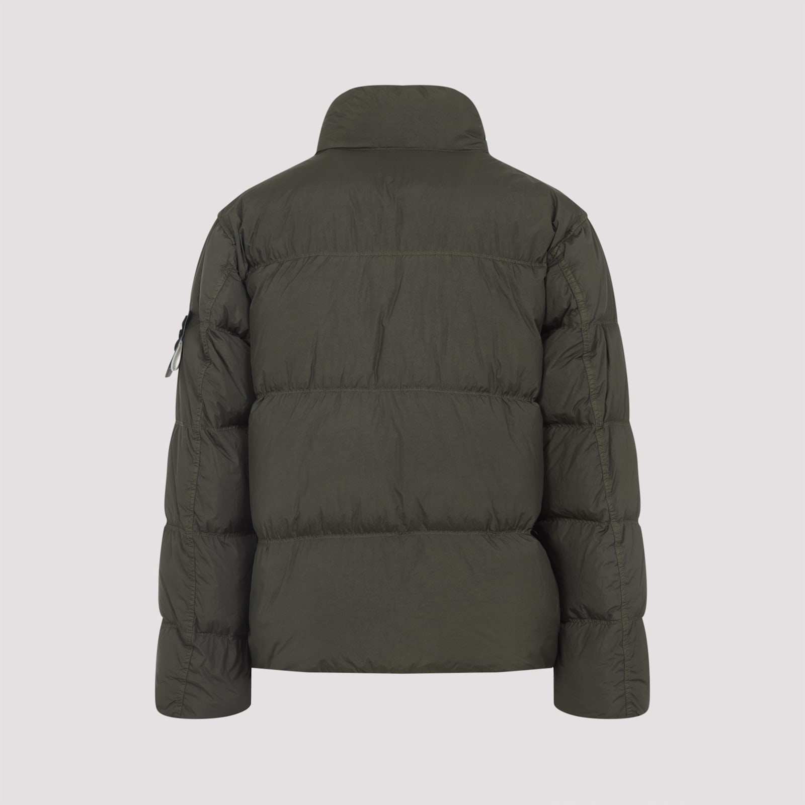 Stone Island Quilted Nylon Jacket Hidden Elements In Green
