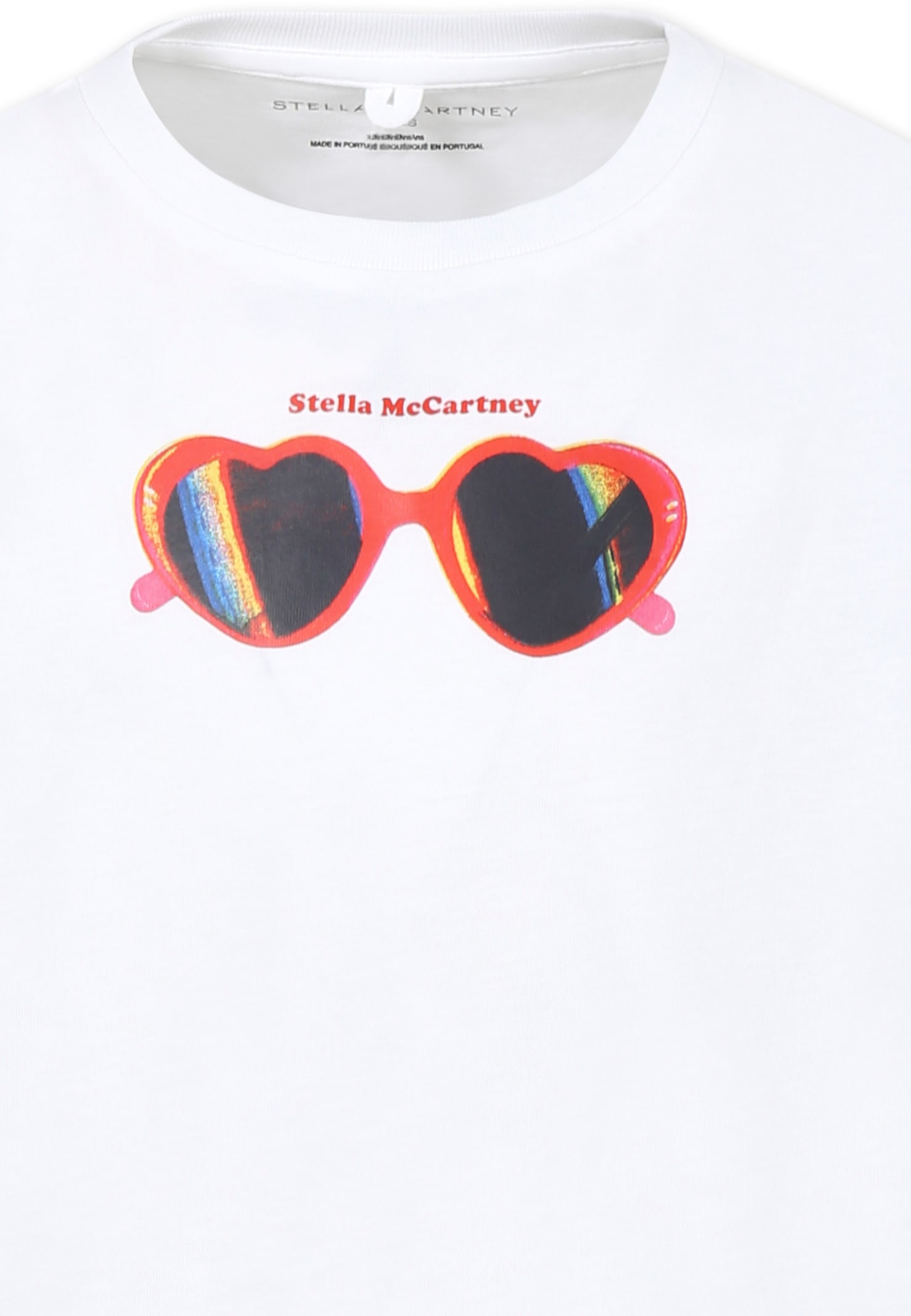 Stella Mccartney White T-shirt For Girl With Sunglasses Print In White