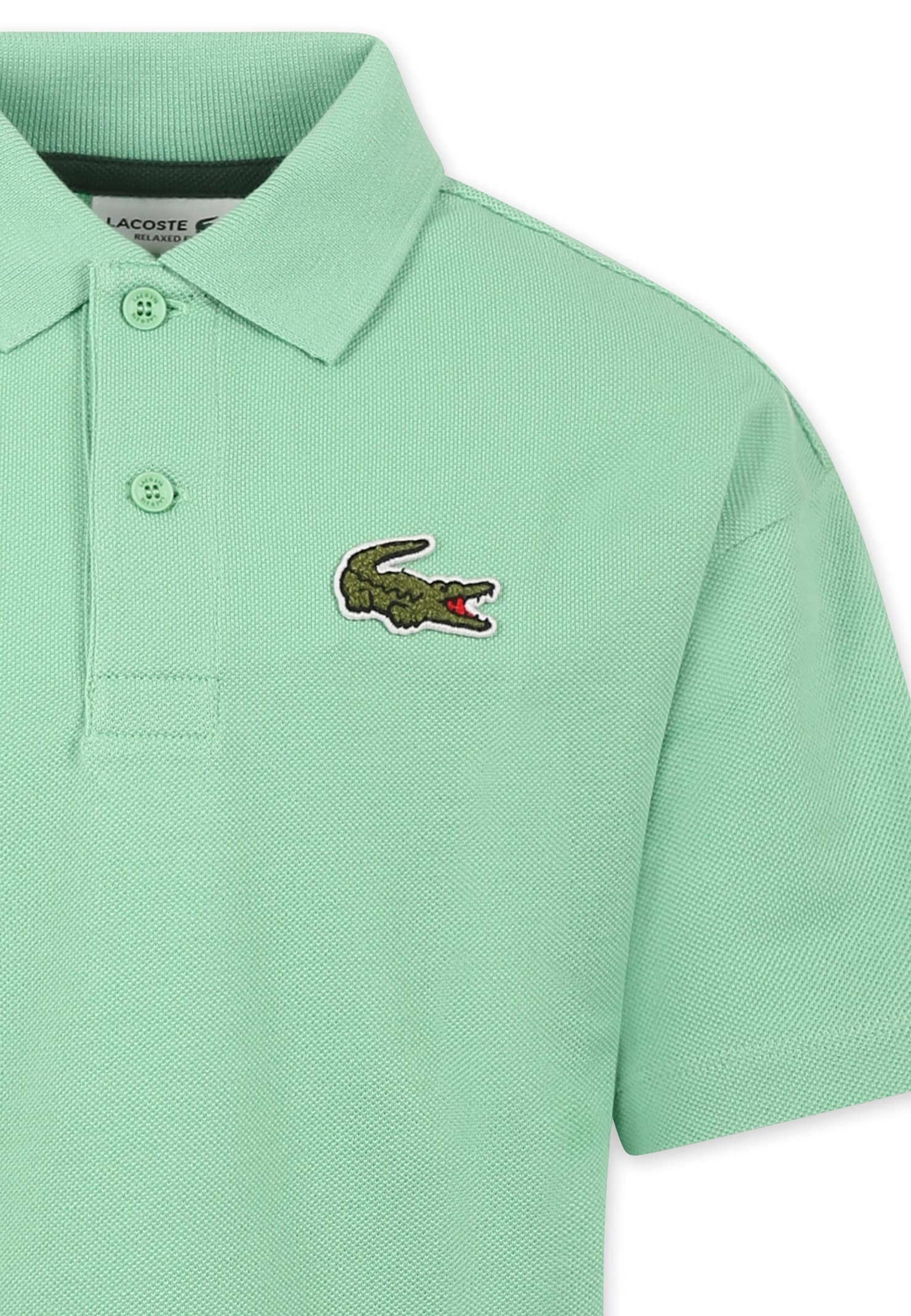 Shop Lacoste Green Polo Shirt For Kids With Crocodile