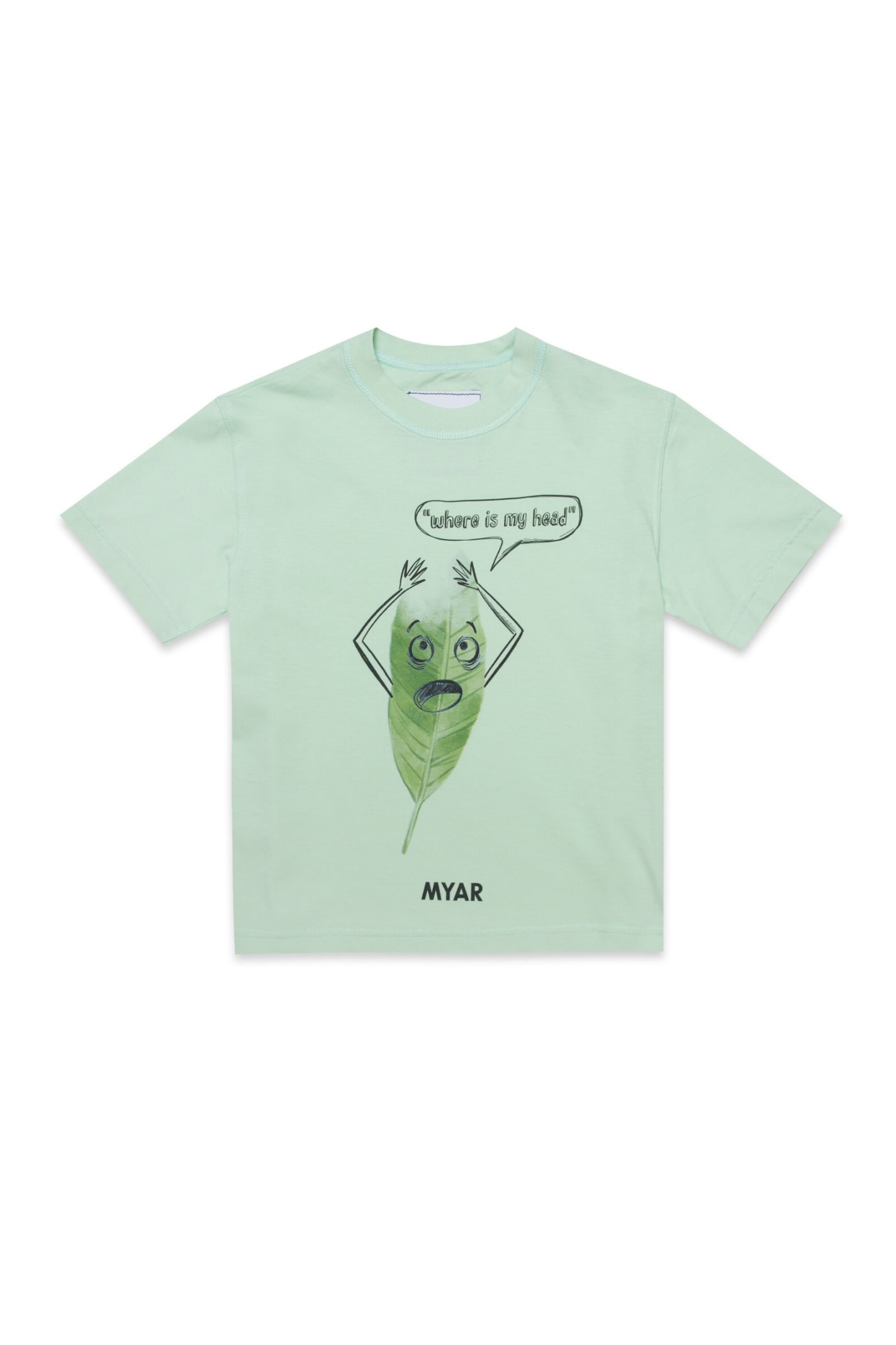 MYAR Myt22u T-shirt Myar Crew-neck T-shirt In Deadstock Green Fabric With Digital Print On The Front