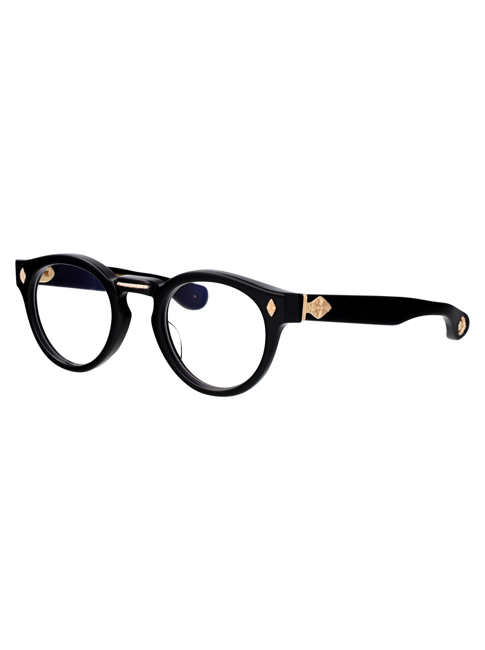 Shop Chrome Hearts Peter Arnell Glasses In Black-18kgp