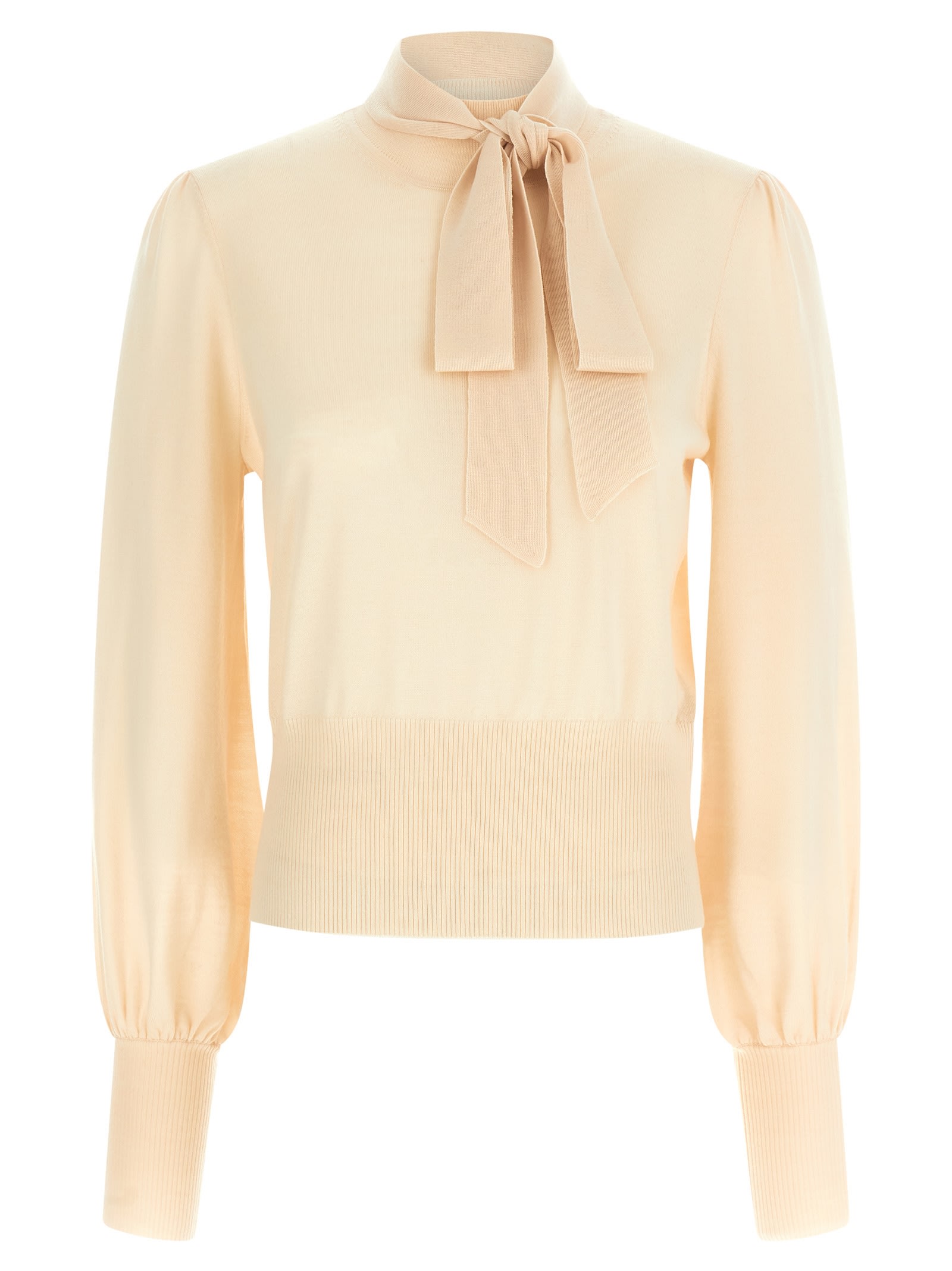 Zimmermann Pussybow Puff-sleeve Blouse In Neutral