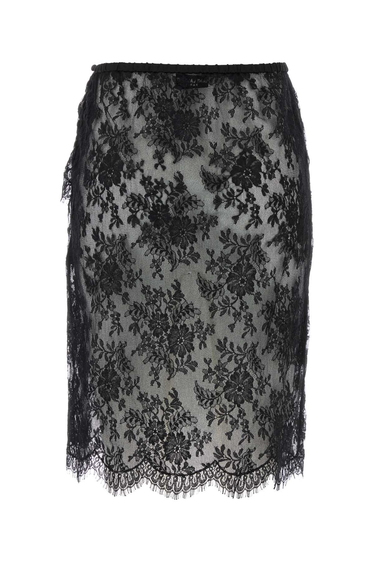 Shop Saint Laurent Black Lace Skirt In Noir