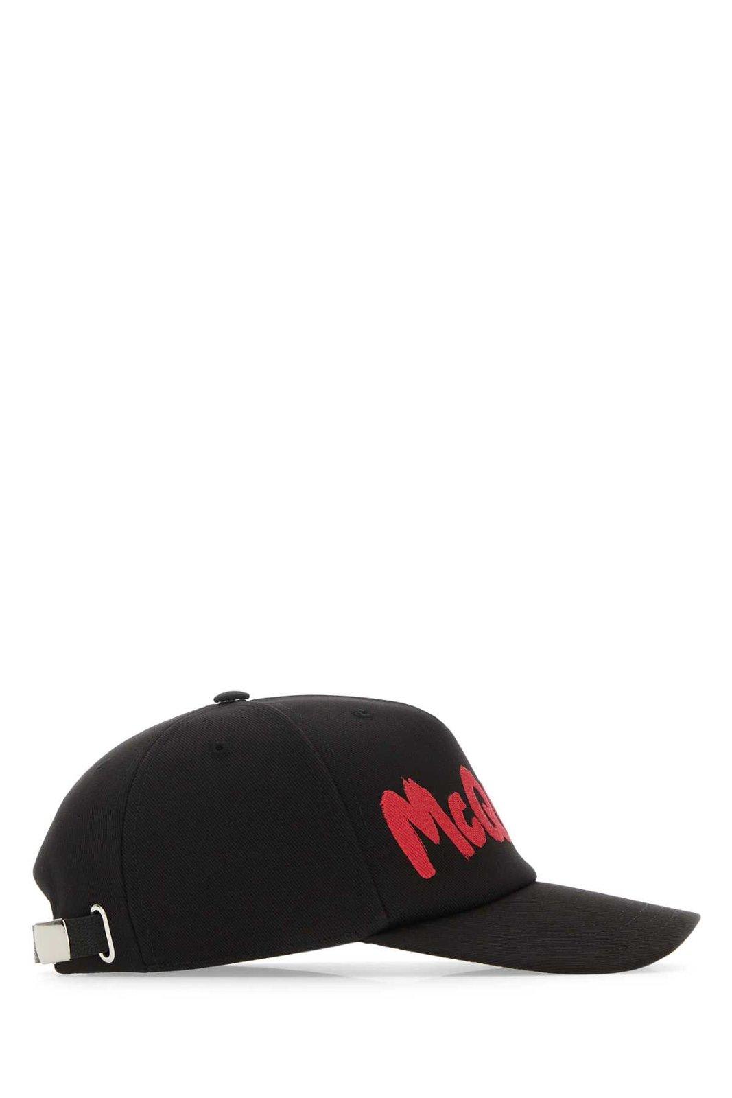 Shop Alexander Mcqueen Graffiti Logo Printed Baseball Cap In Black