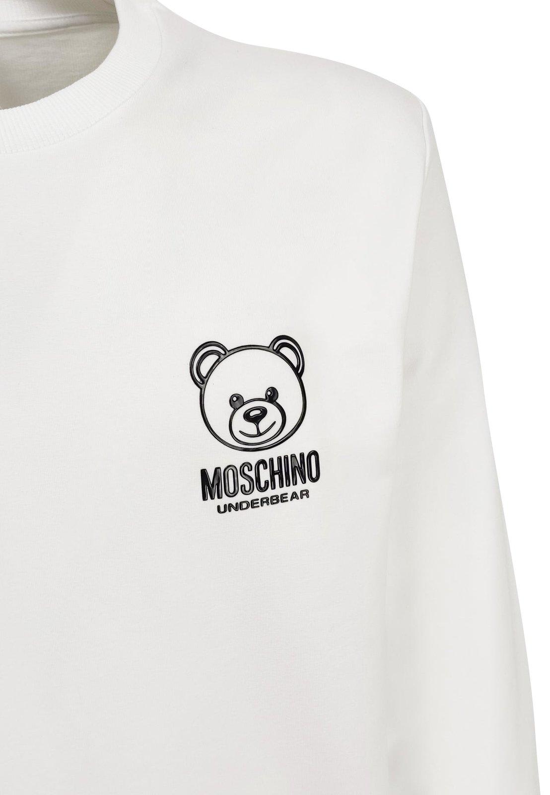 Shop Moschino Teddy Bear Detailed Crewneck Sweatshirt In Bianco