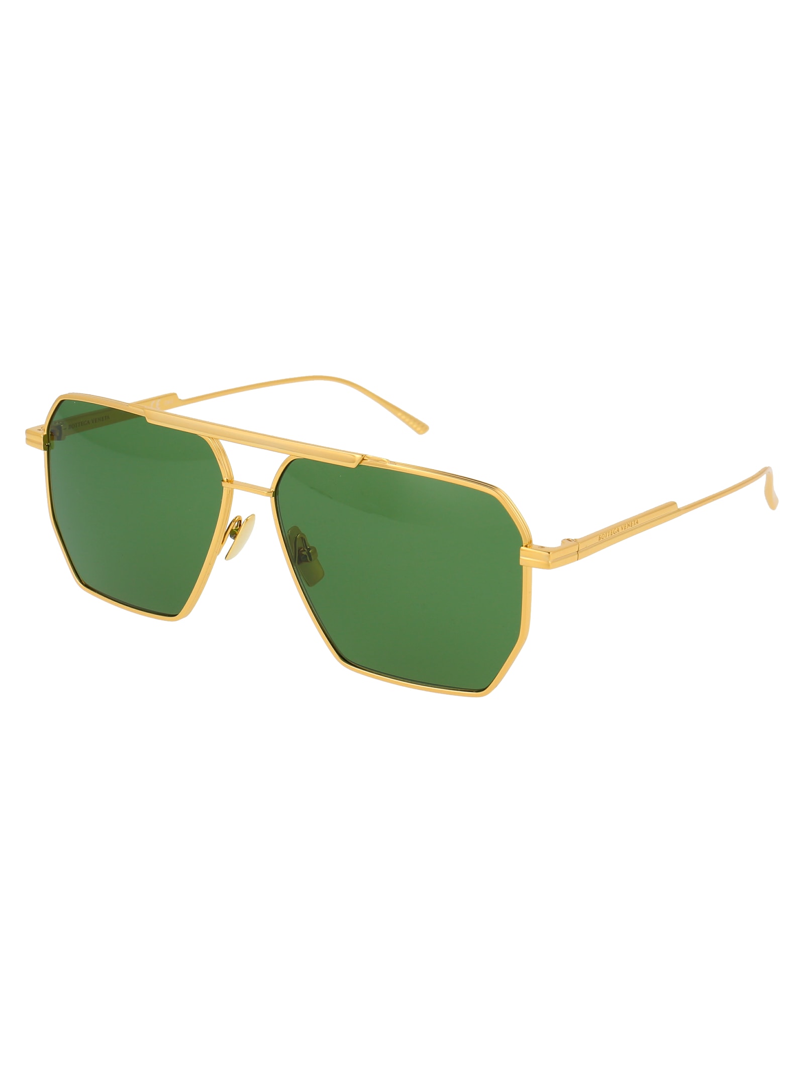 Shop Bottega Veneta Bv1012s Sunglasses In 004 Gold Gold Green