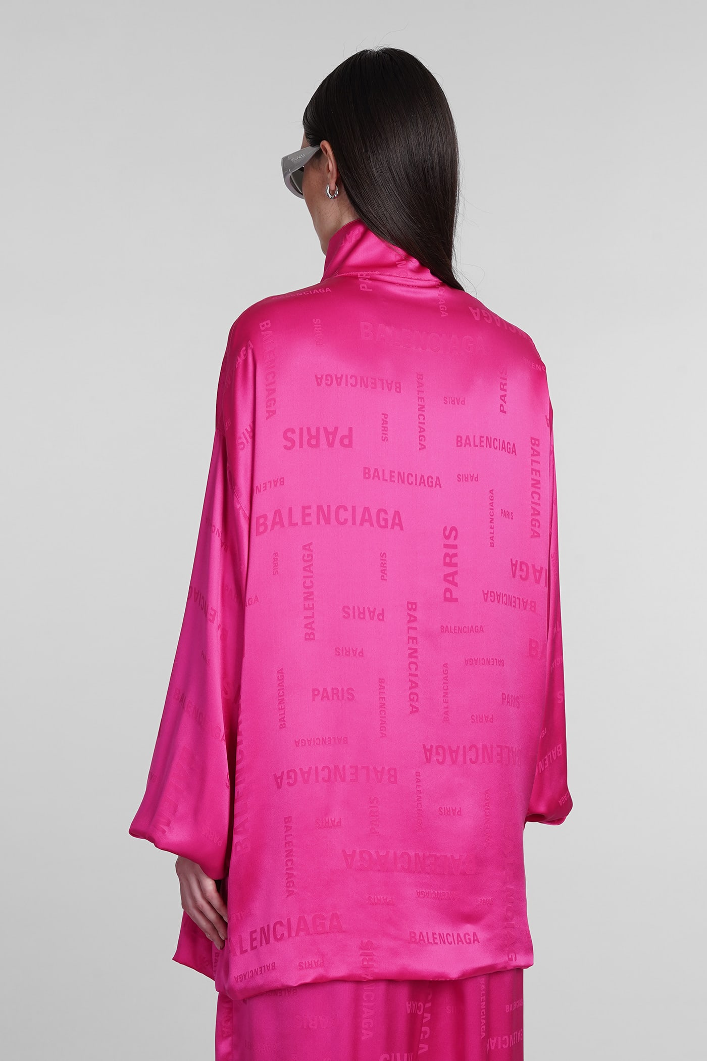 Shop Balenciaga Casual Jacket In Fuxia Silk