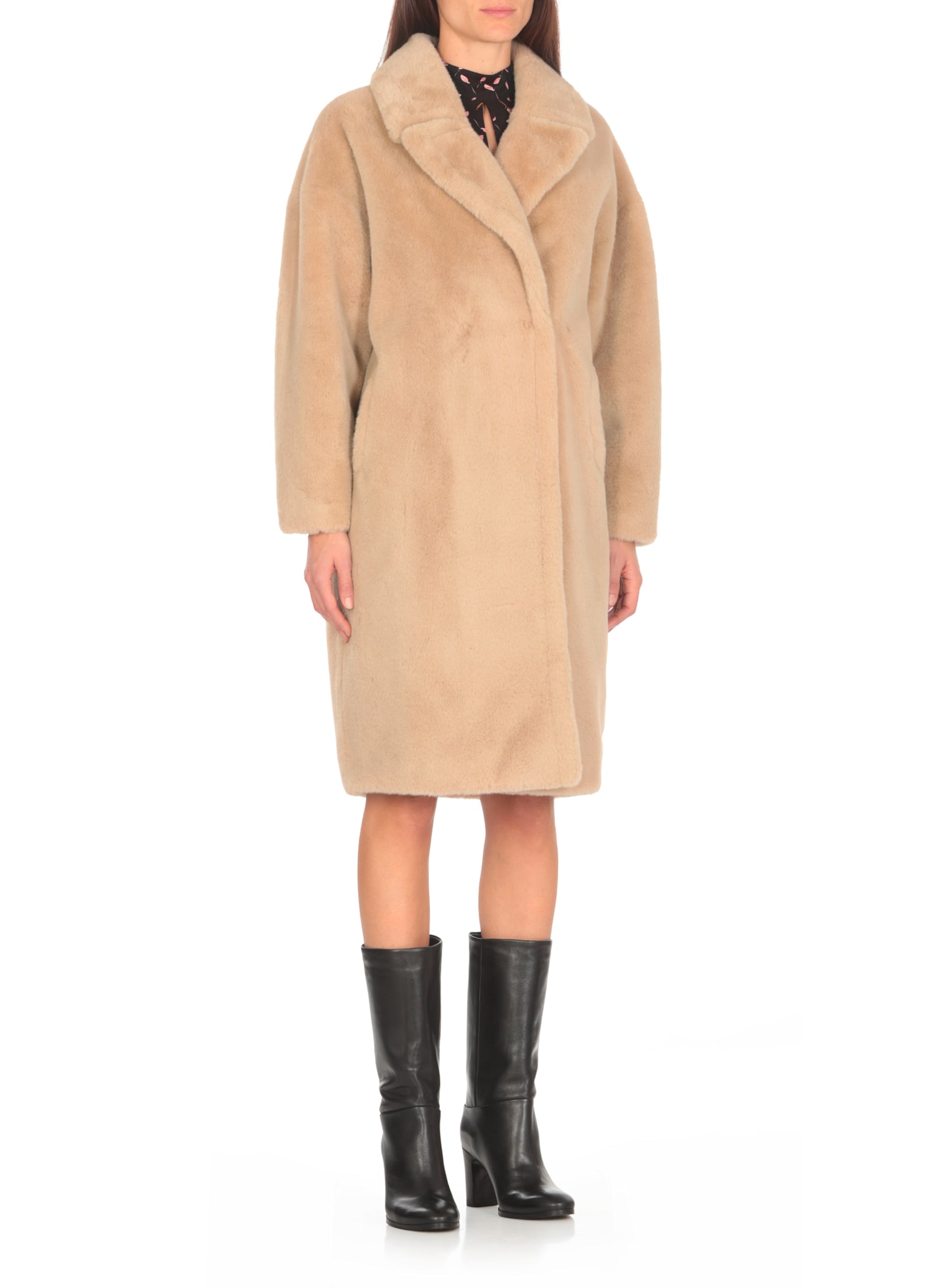 Shop Betta Corradi Synthetic Fur Coat In Beige