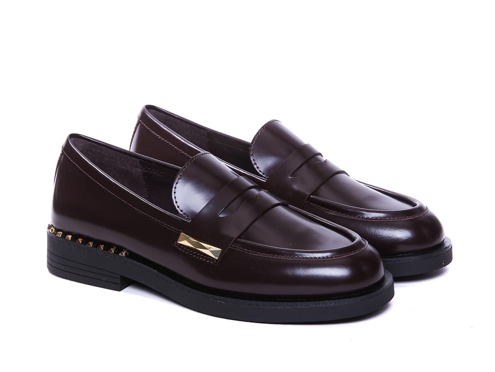 Shop Ash Whisper Studs Loafers In Bordeaux