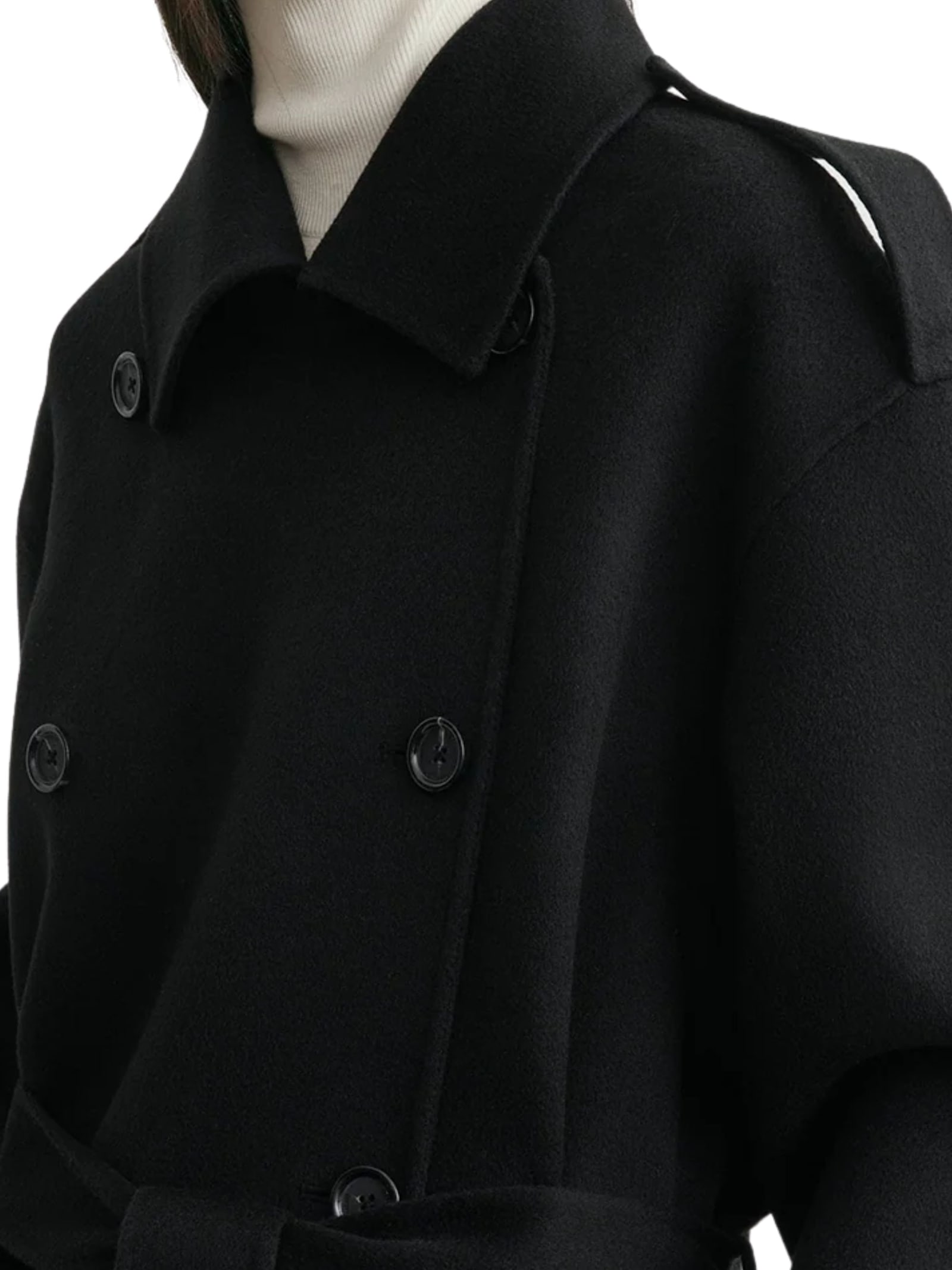 Totême Belted Double-breasted Wool Coat In Black