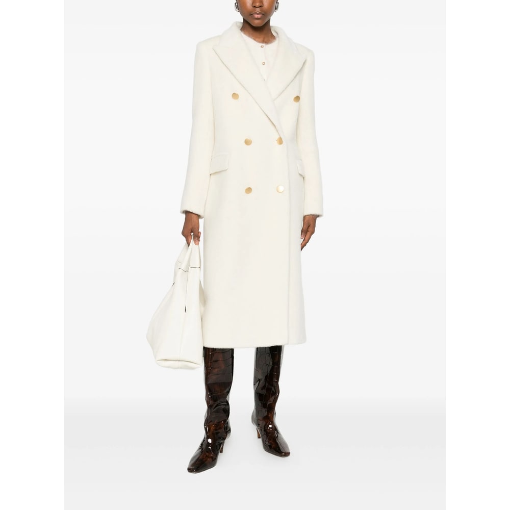 Tagliatore Double-breasted Belted Coat In Neutral