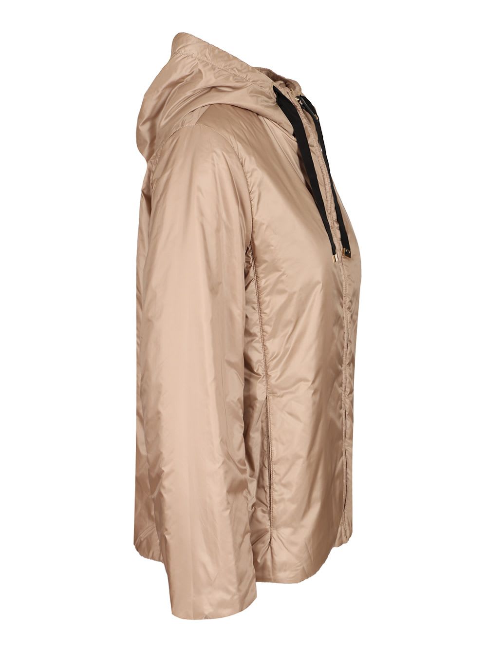 Max Mara The Cube Padded Jacket With Hood Coats Grey In Brown