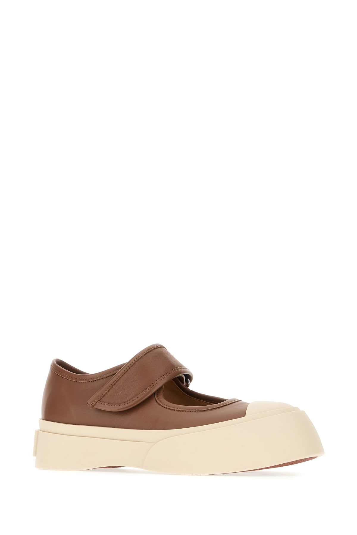 Shop Marni Chocolate Nappa Leather Mary Jane Ballerinas In Cigar