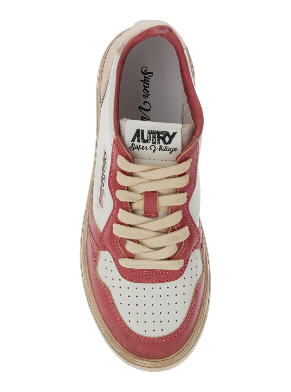 Autry 'super Vintage' Red Sneakers With Logo Patch On The Tongue And Distressed Effect In Red