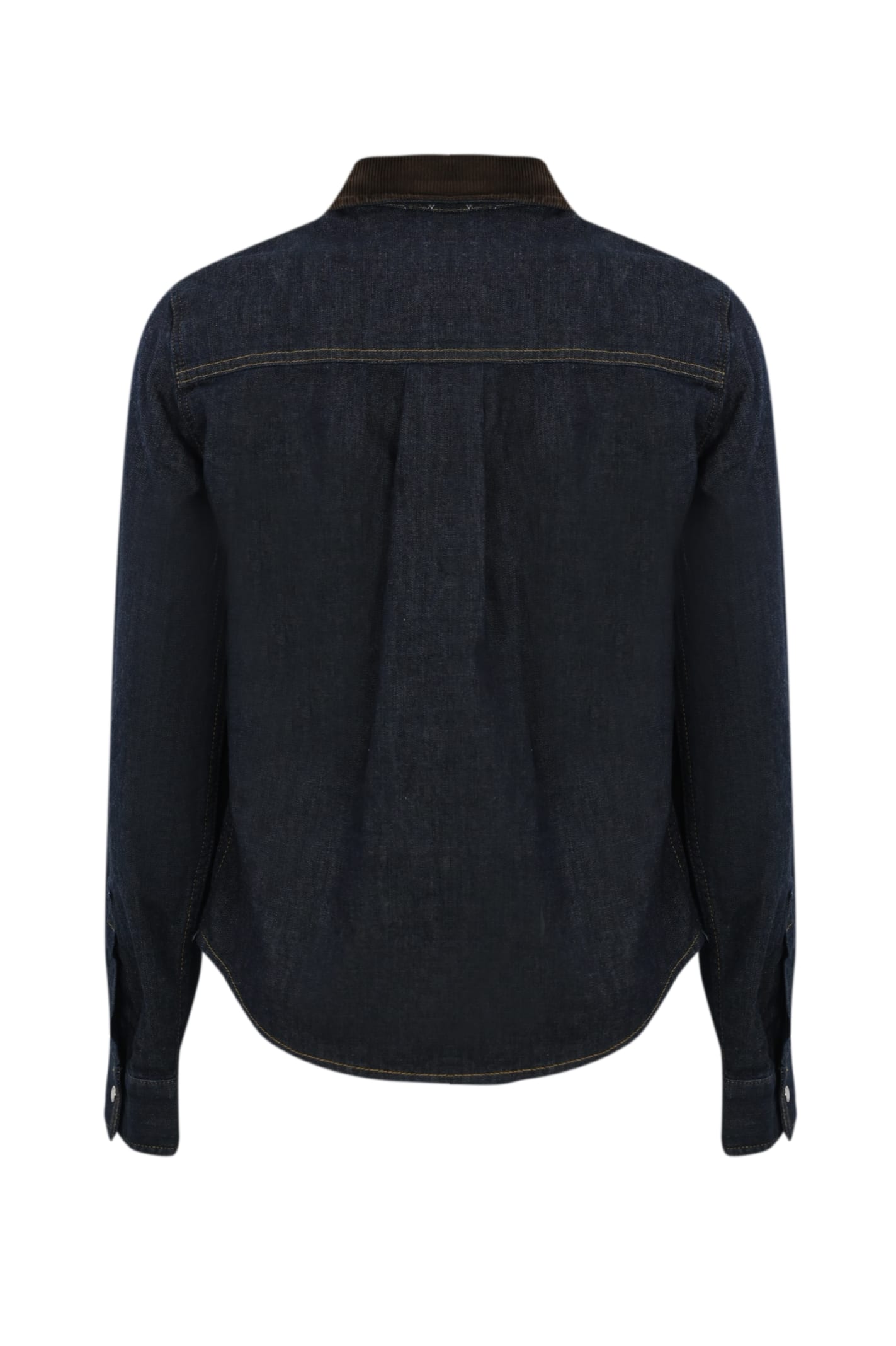 Shop Pinko Coro Shirt In Denim And Velvet In Blu Scuro