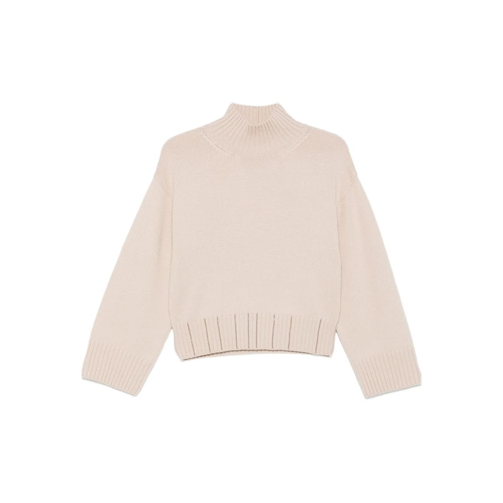 Fabiana Filippi Wool Turtleneck Sweater With Dropped Shoulders In Neutral
