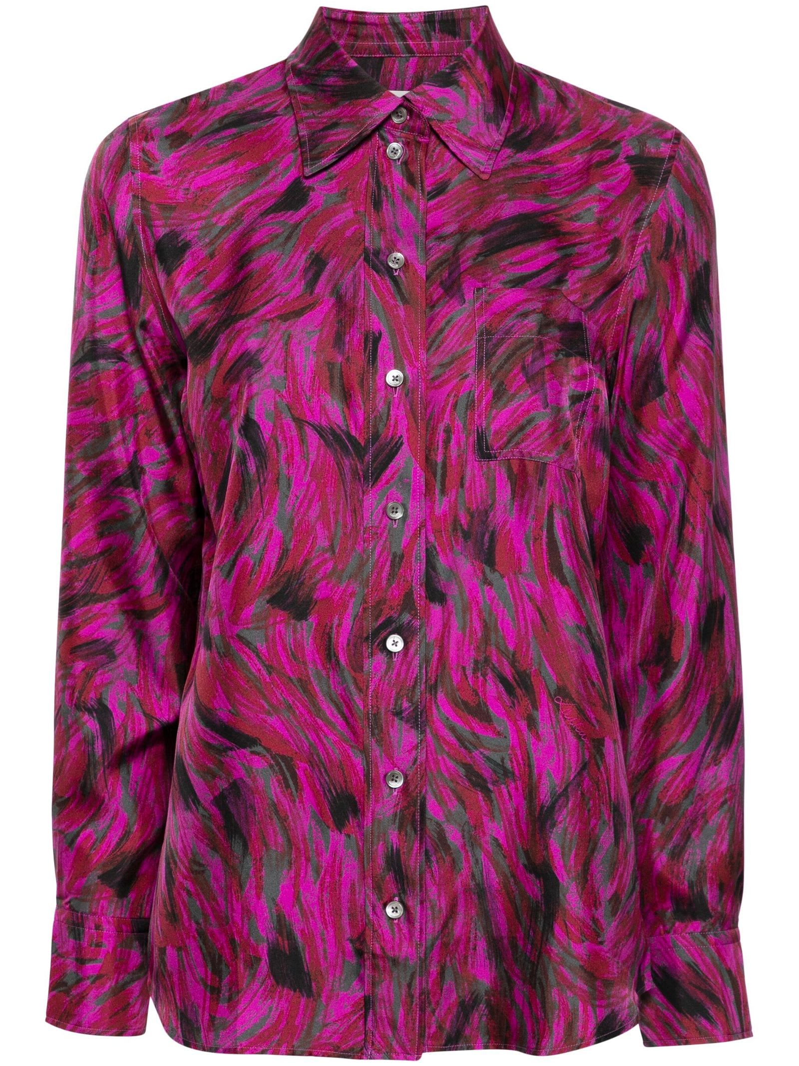 Shop Lanvin Fuchsia Silk Shirt