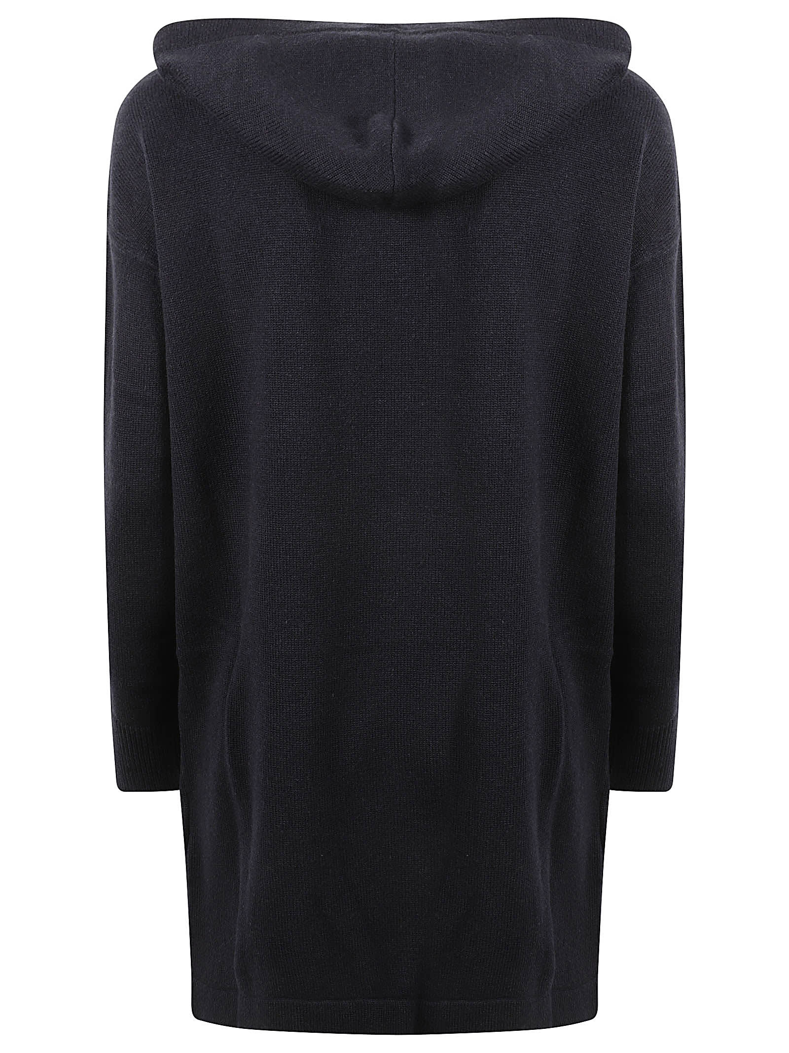 S Max Mara Anima Sweatshirt In Wool And Cashmere With Hood In Midnight Blue