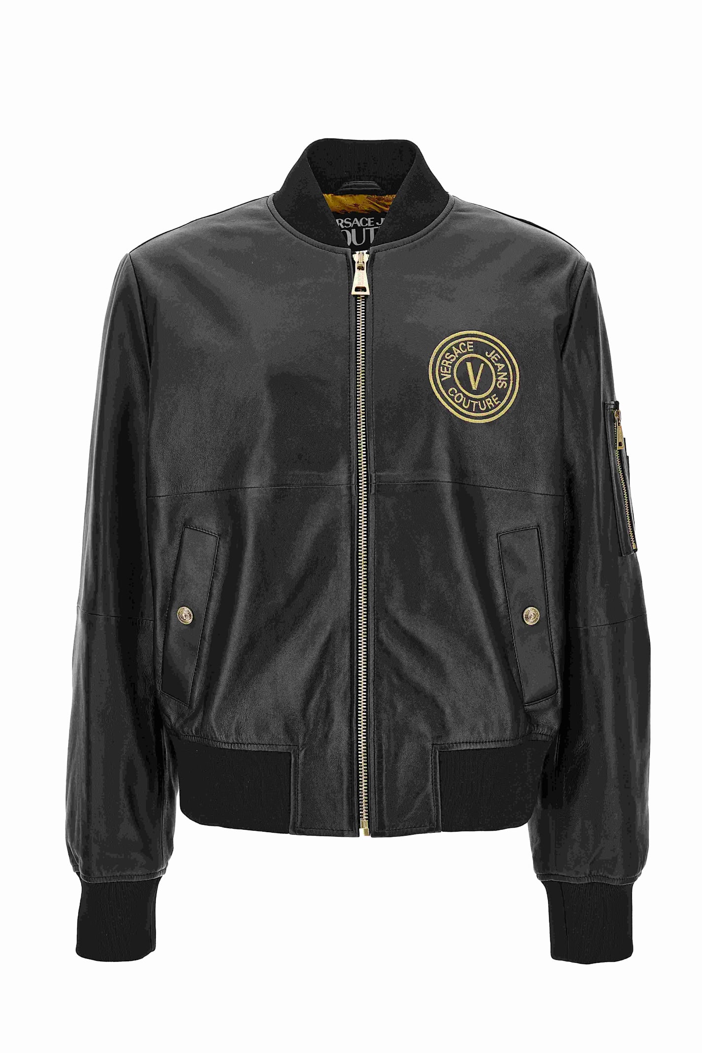 Shop Versace Jeans Couture Leather Jacket In Black