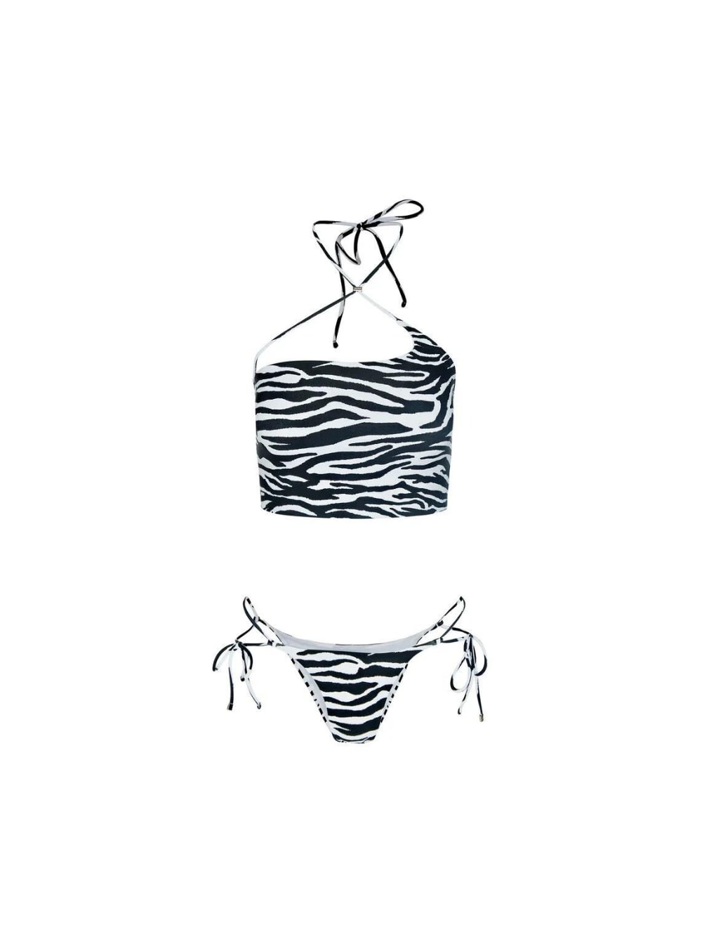 The Attico Womans Zebra Stretch Lycra Bikini