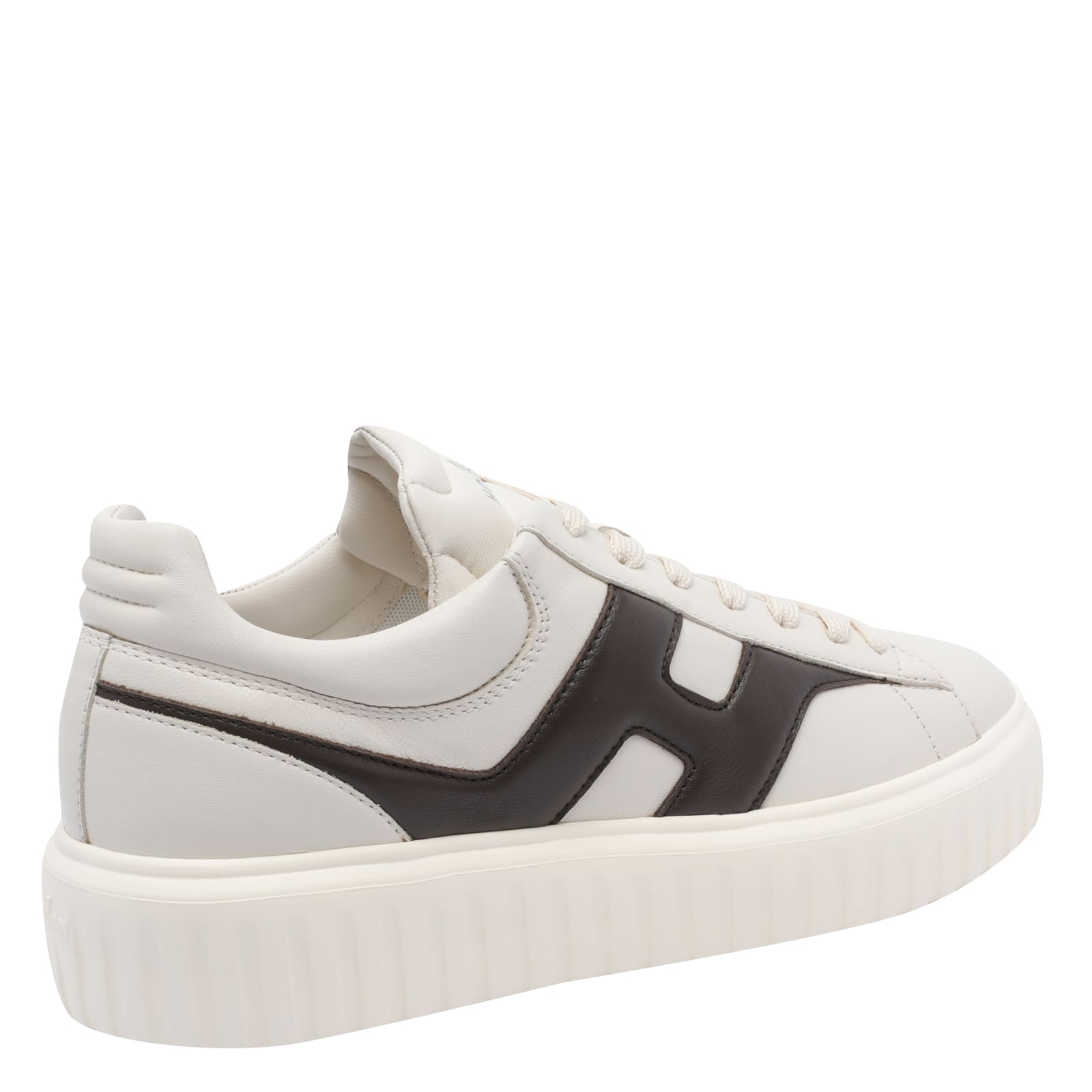 Hogan H-stripes Logo Lace-up Sneakers In White