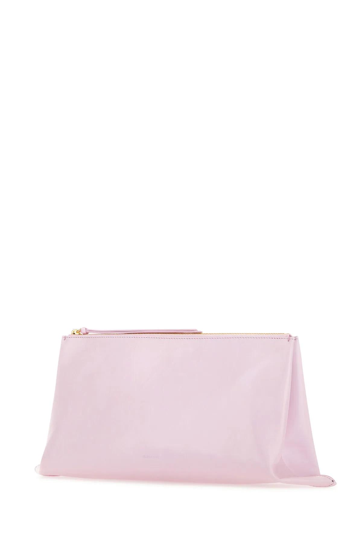 Jil Sander Pastel Pink Leather Medium Clutch In Syringa