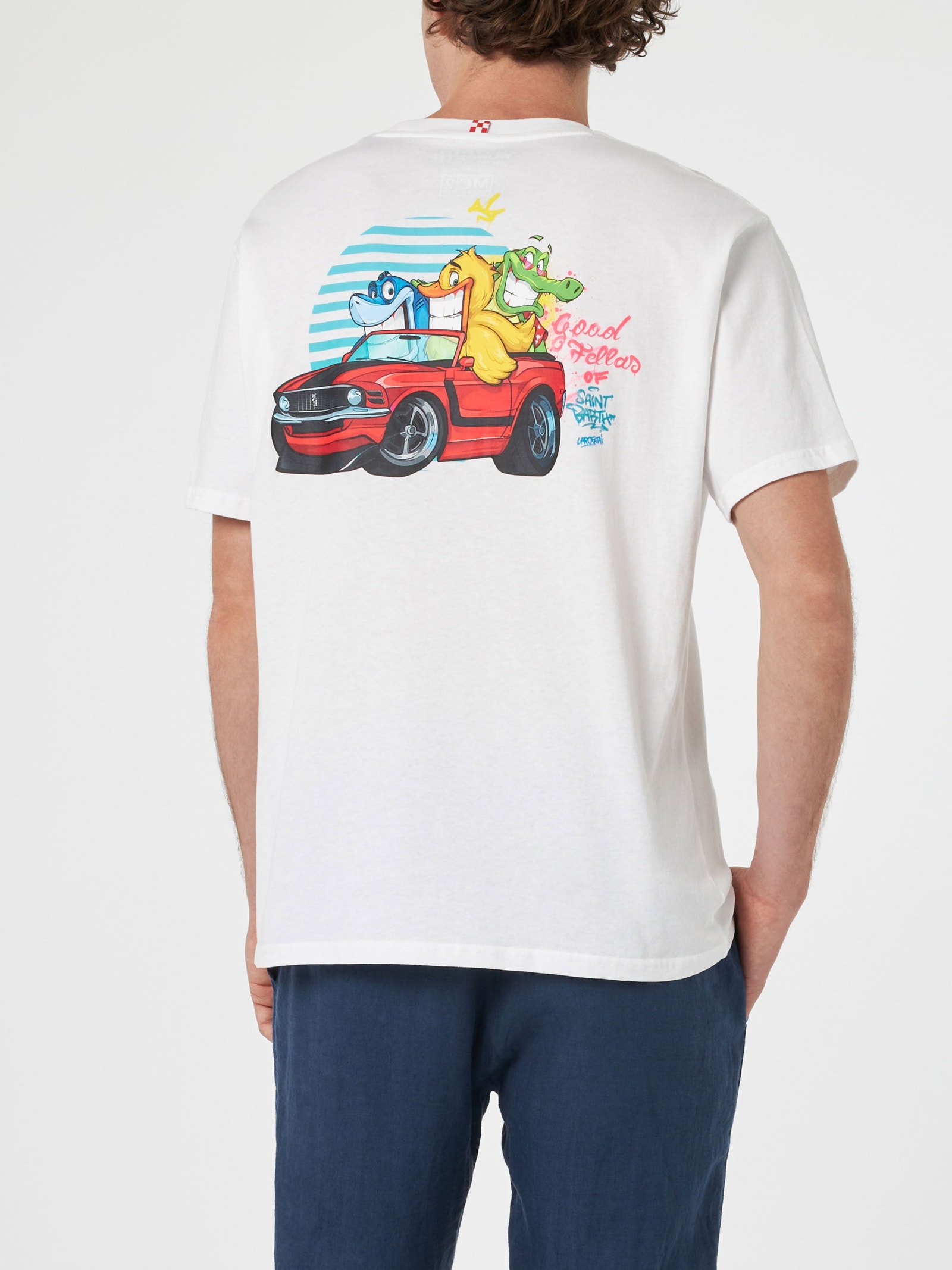 MC2 SAINT BARTH MAN COTTON T-SHIRT WITH CRYPTOPUPPETS GOOD FELLAS PLACED PRINT CRYPTOPUPPETS SPECIAL EDITION
