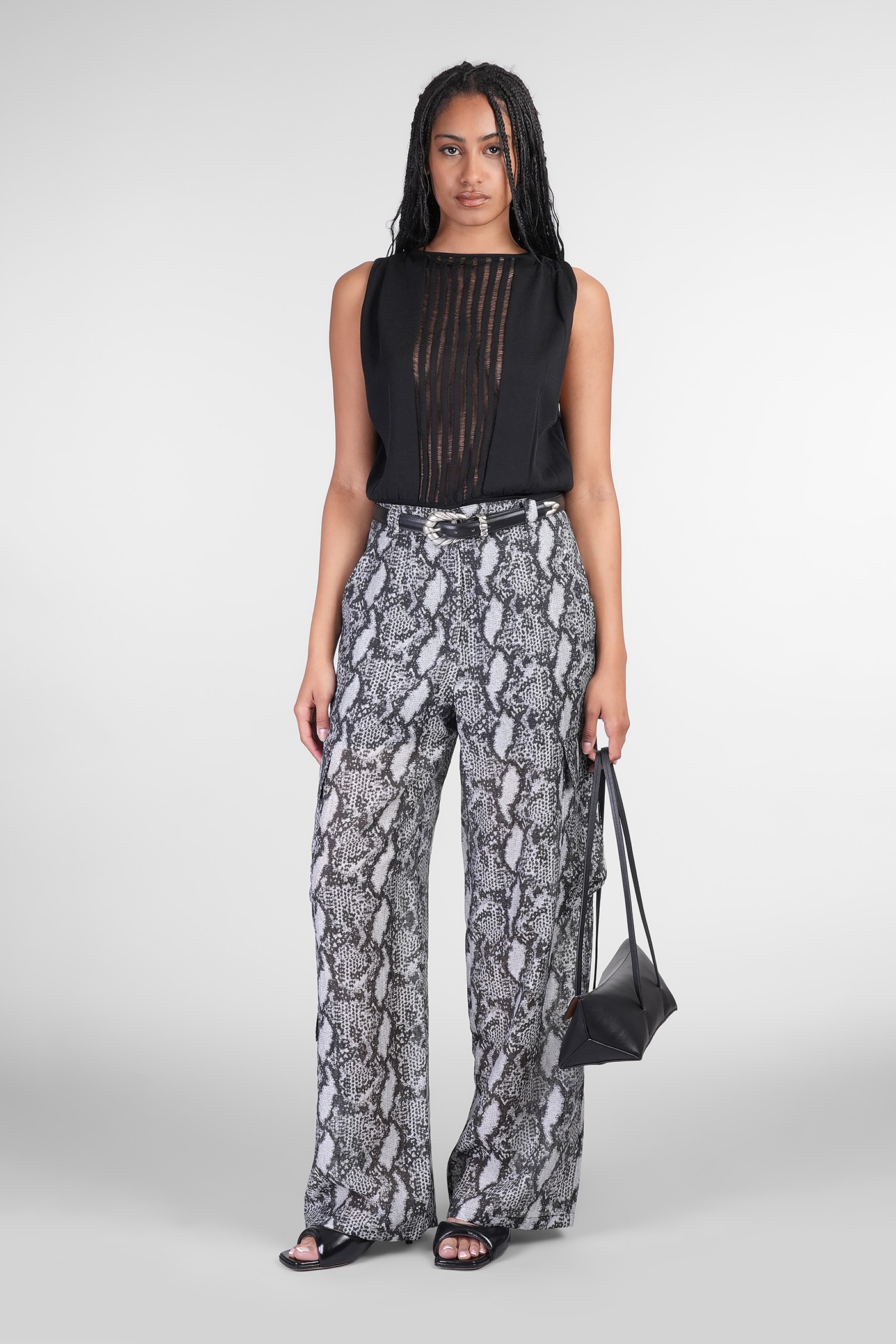 IRO ASONA PANTS IN SILVER WOOL AND POLYESTER