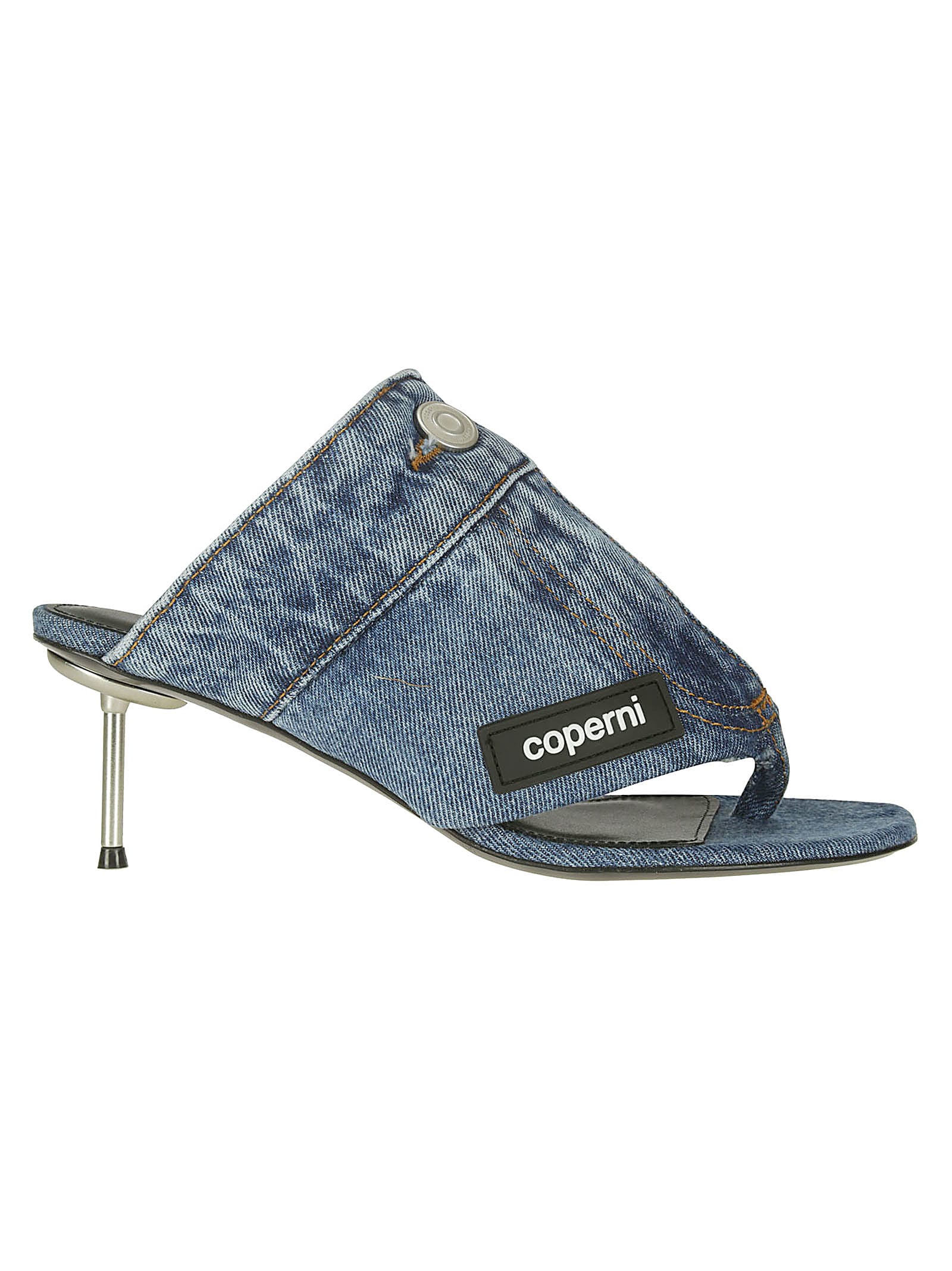 Shop Coperni Denim Open Thong Sandal In Washedblue