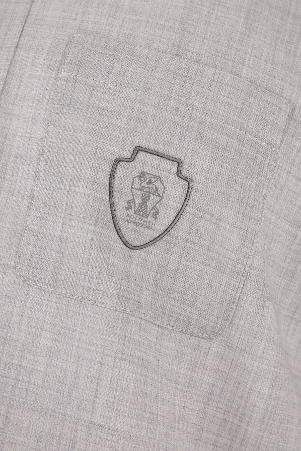 Brunello Cucinelli Virgin Wool Poplin Polo Shirt In Gray