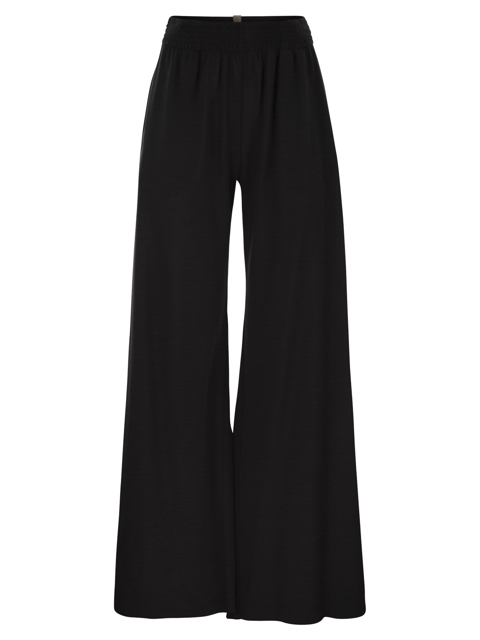 Fabiana Filippi Wide Trousers In Viscose And Wool In Black