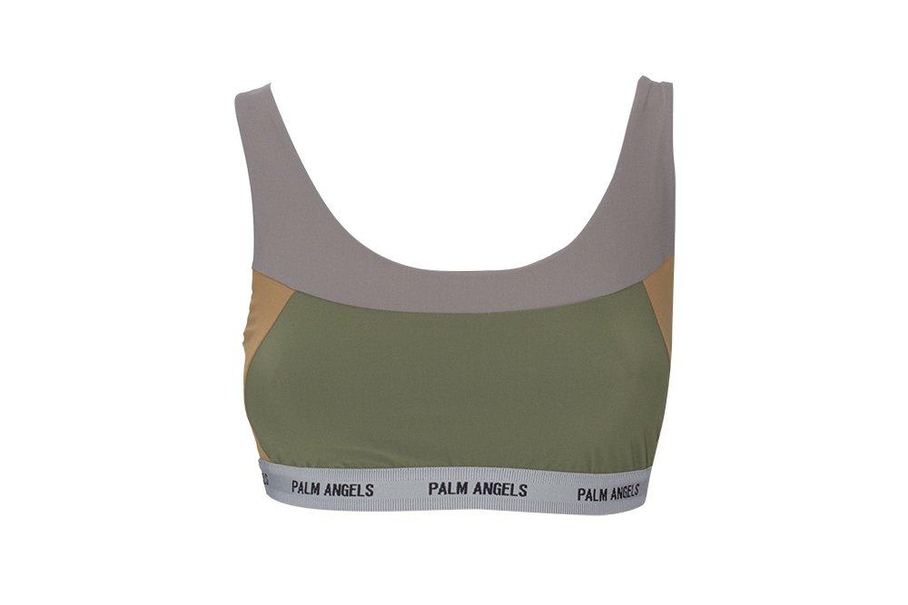 Shop Palm Angels Logo Taped Panelled Sports Bra In Multiple Colors