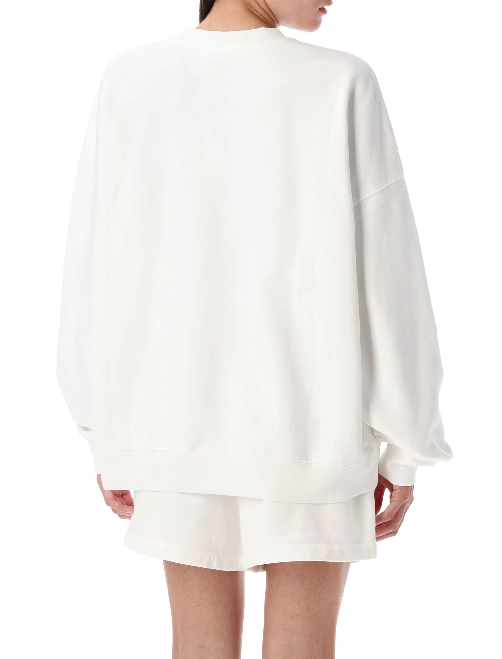 Anine Bing Miles Oversized Letterman Off-white Sweatshirt  In White